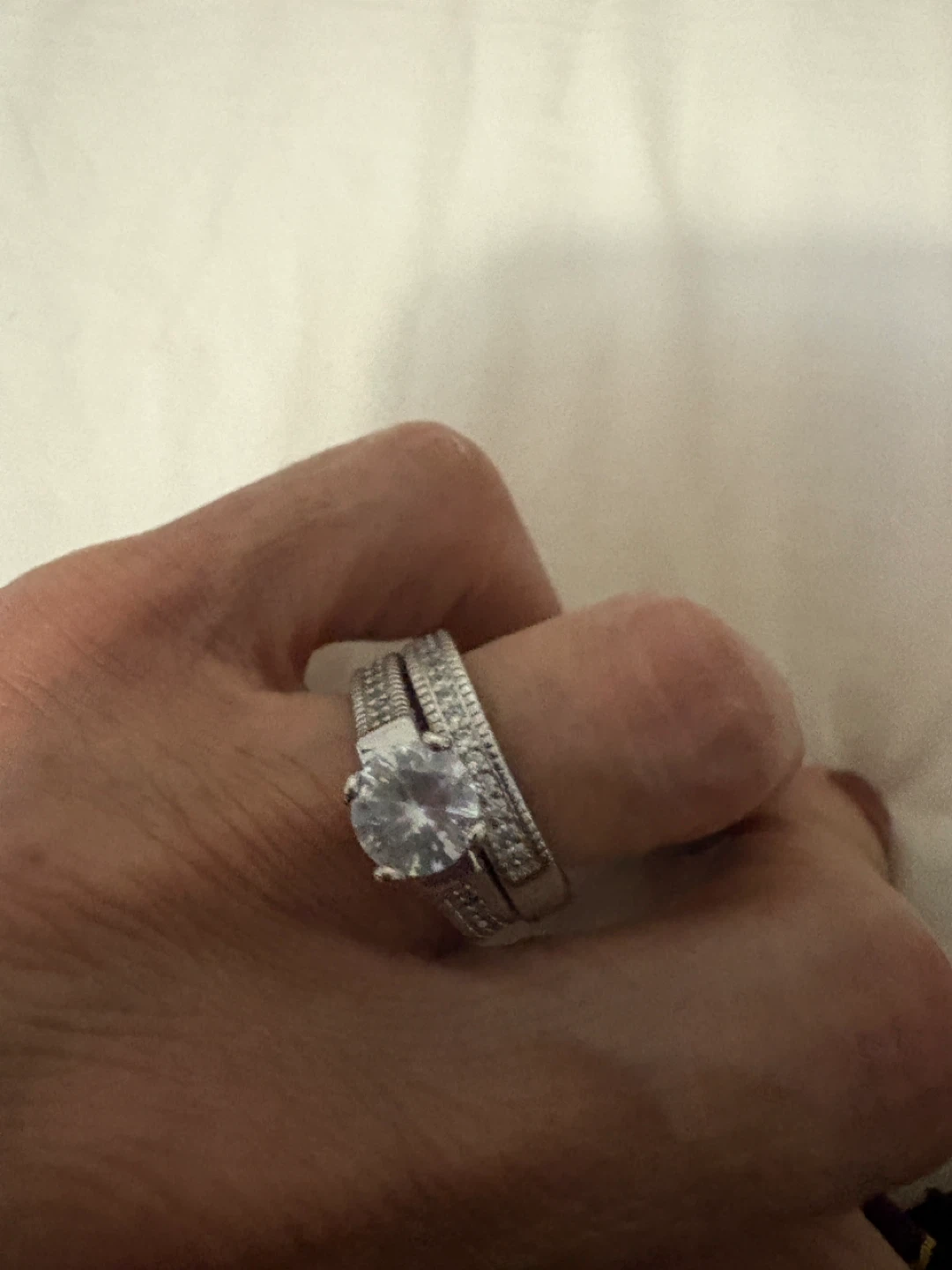 Rings set with cubic zirconia