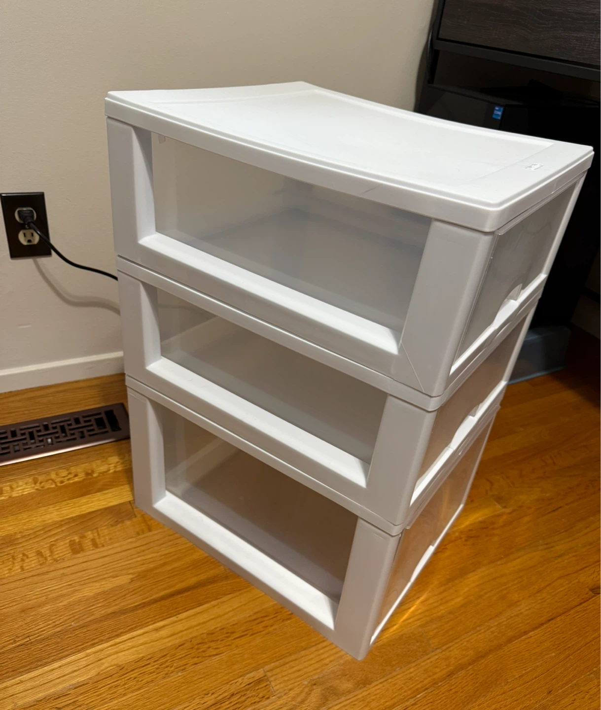 Stackable Storage Drawers Set of 3 – White Plastic Organizer - photo 5