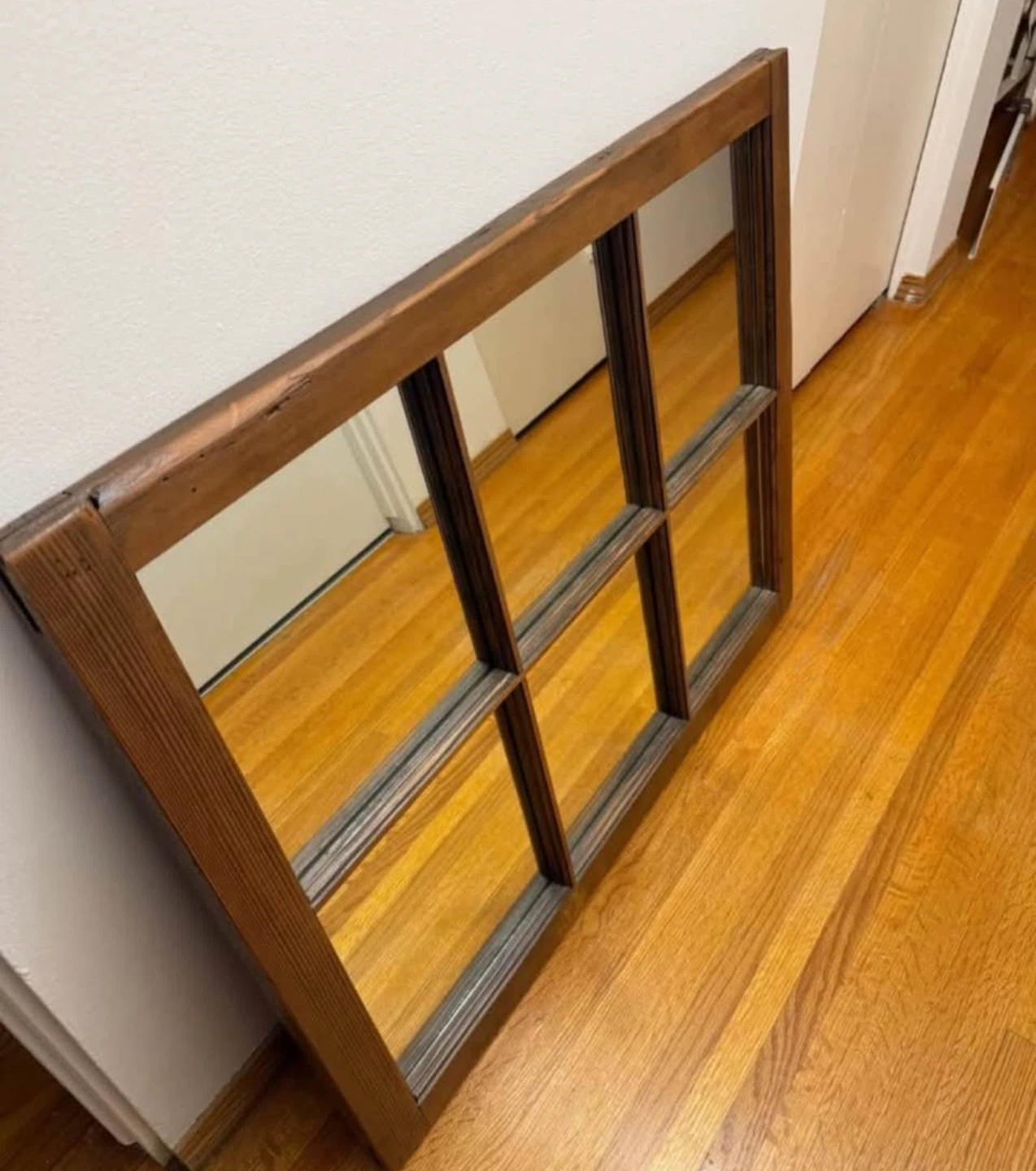 Rustic Window Pane Wall Mirror – Farmhouse Style - photo 2