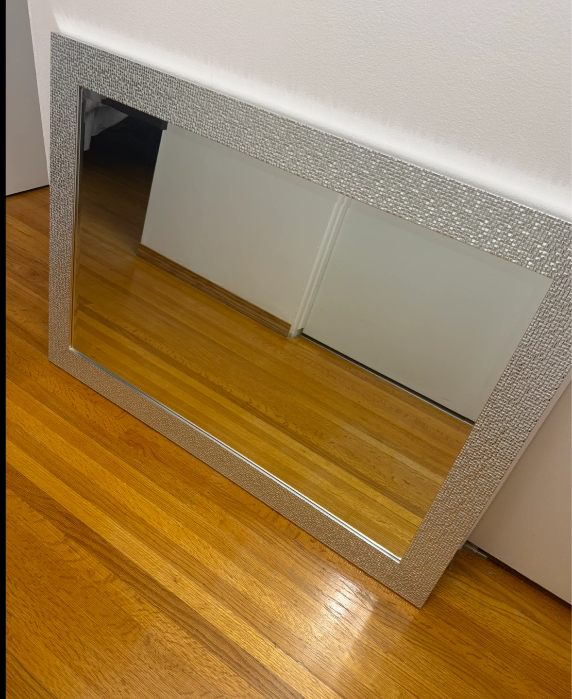 Large Decorative Wall Mirror – Silver Textured Frame - photo 2