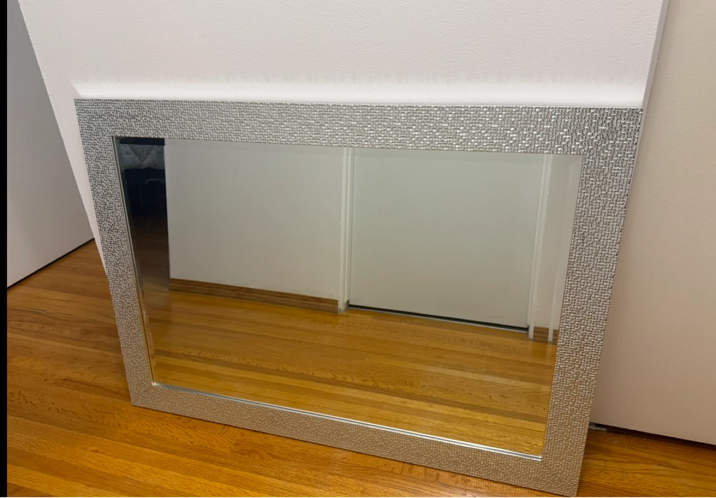 Large Decorative Wall Mirror – Silver Textured Frame - photo 3