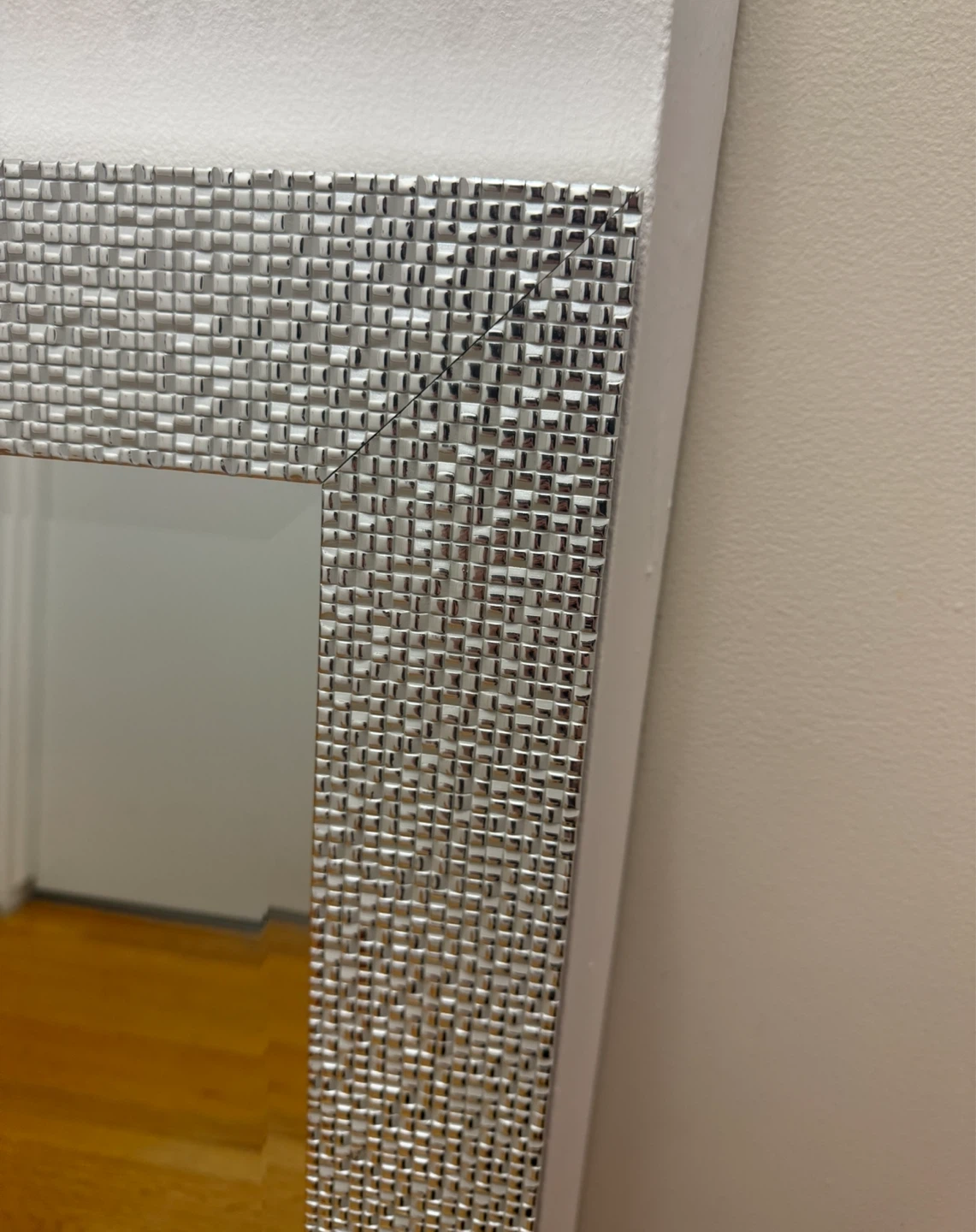 Large Decorative Wall Mirror – Silver Textured Frame - photo 4