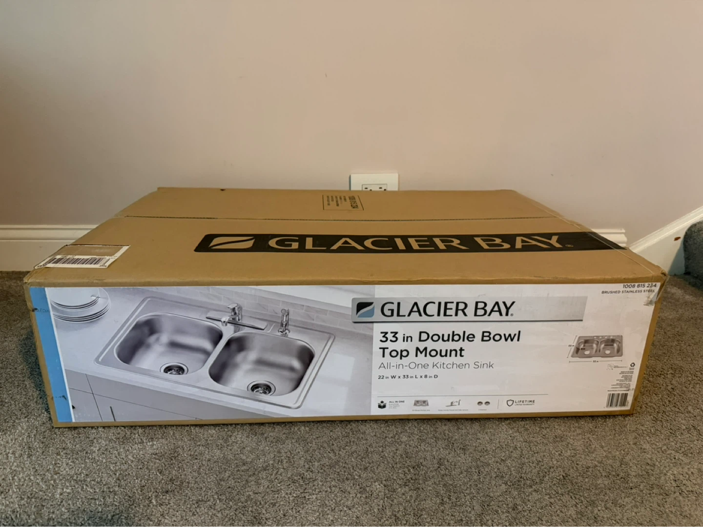 Glacier Bay 33” Double Bowl Stainless Steel Sink (48)