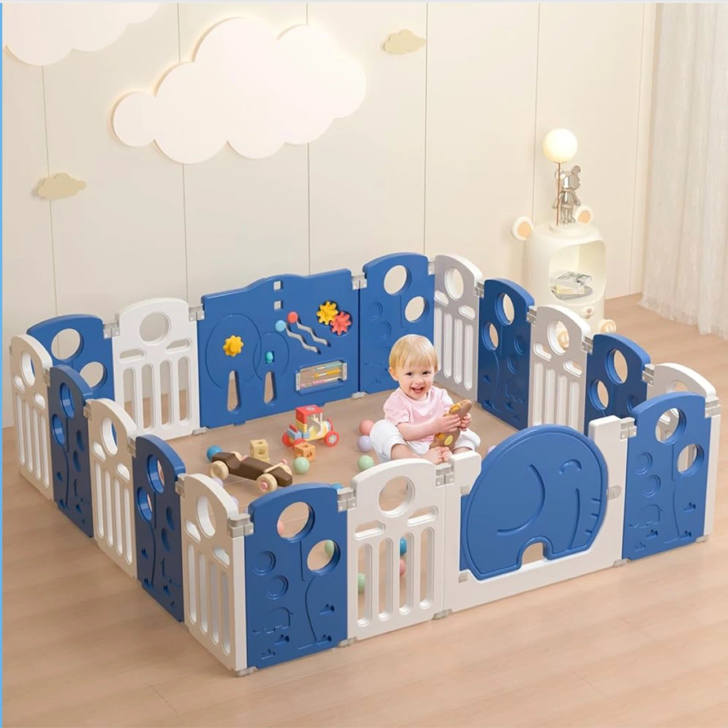 Baby Playpen - Safety Play Yard with Activity Panel