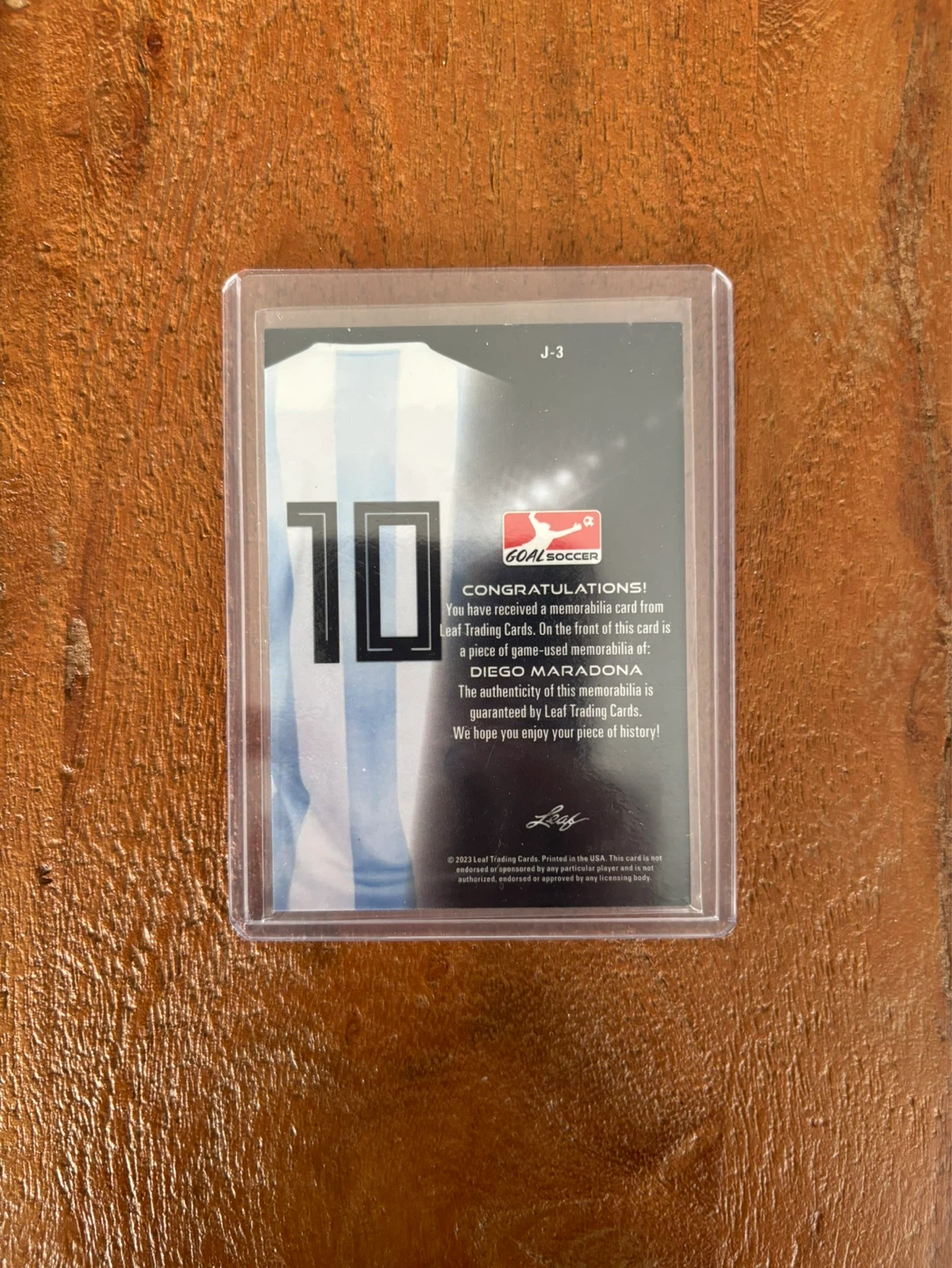 Leaf Goal Soccer Diego Maradona Memorabilia Card - photo 2
