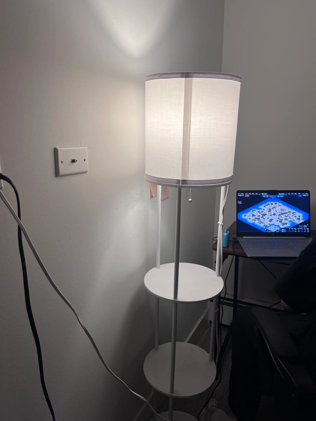 White Floor Lamp with Shelves - photo 2