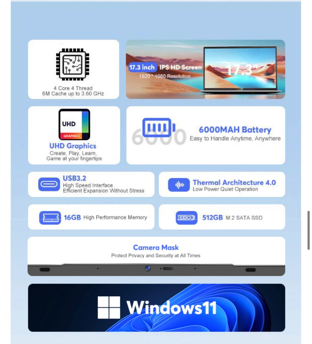 Laptop Windows 11 Full HD 16GB RAM 512GB SSD Fast Quad Core - photo 3