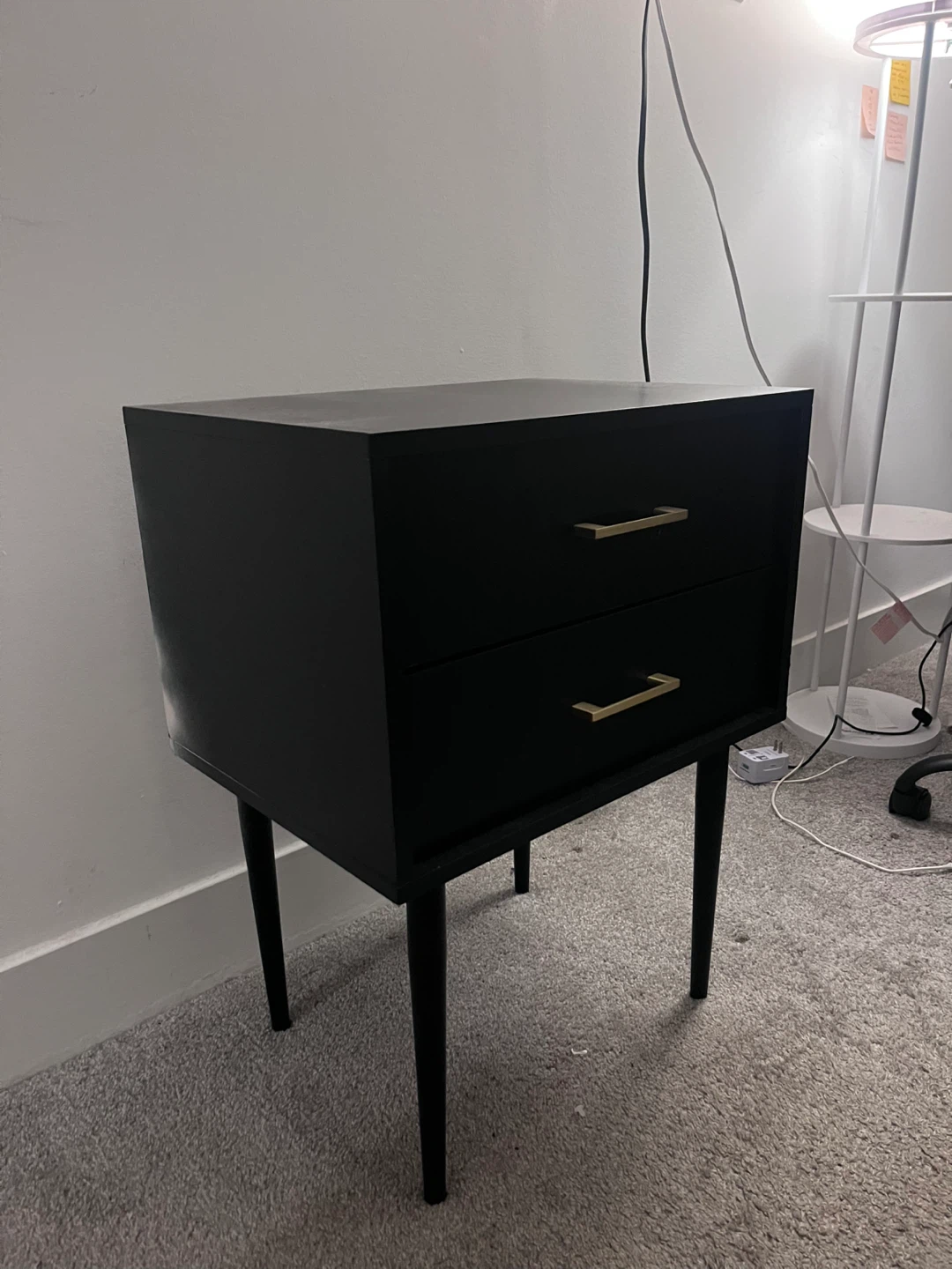 Black 2-Drawer Nightstand - photo 2