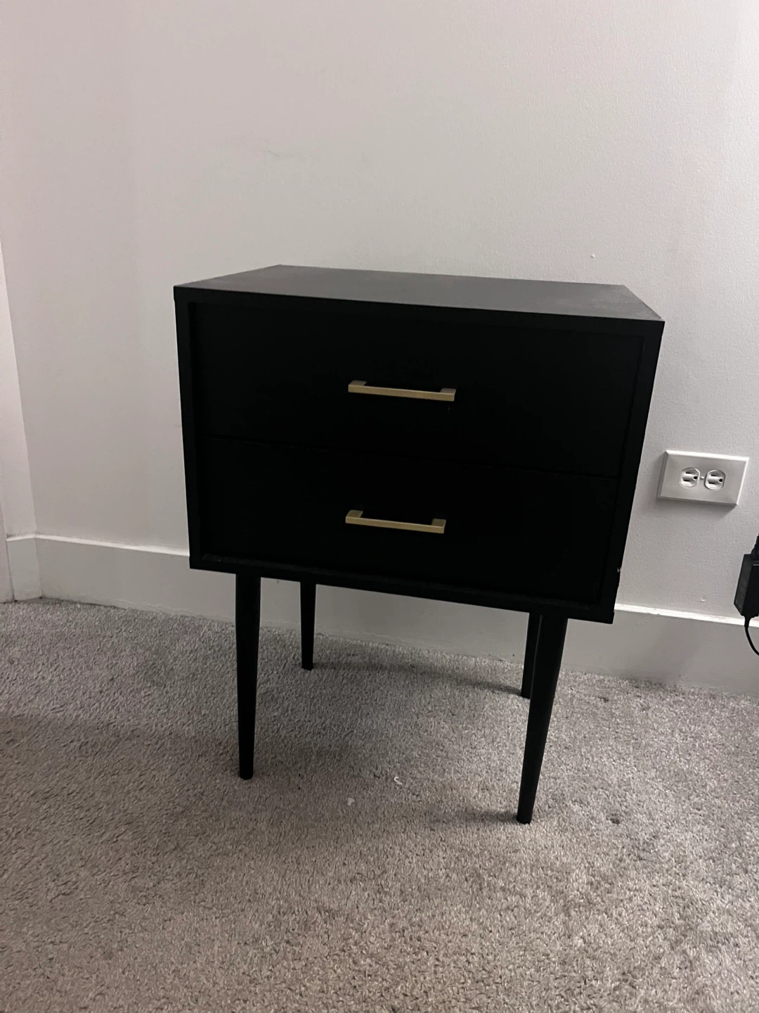 Black 2-Drawer Nightstand