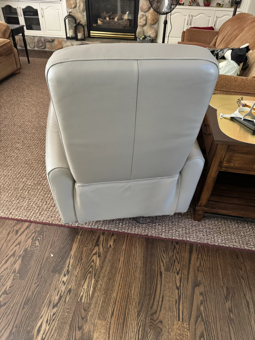 Grey Leather Power Recliner Chair - photo 4