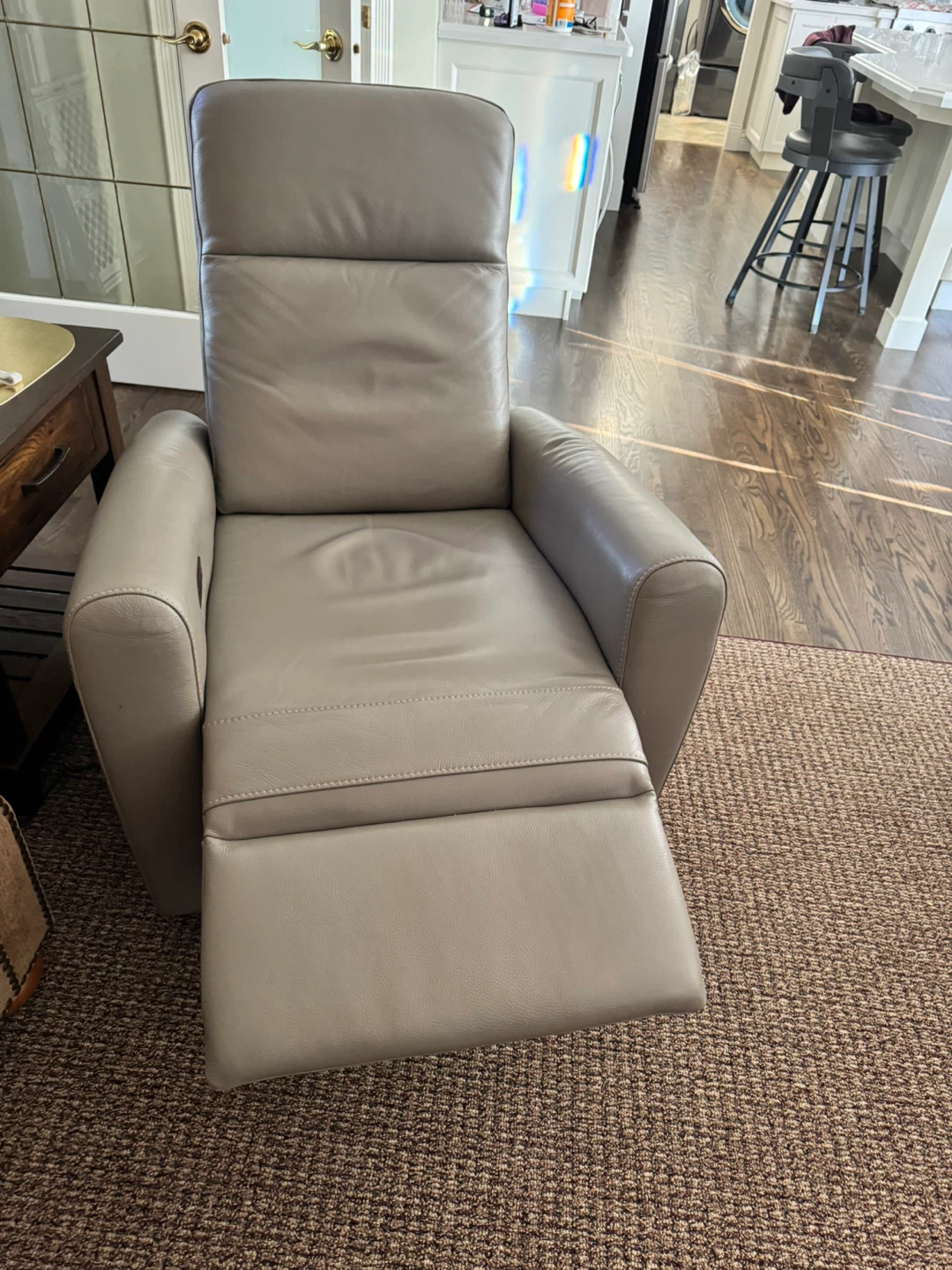 Grey Leather Power Recliner Chair - photo 2