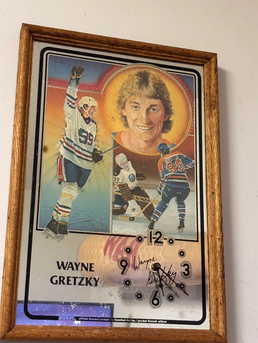 Vintage Wayne Gretzky Framed Mirror Clock