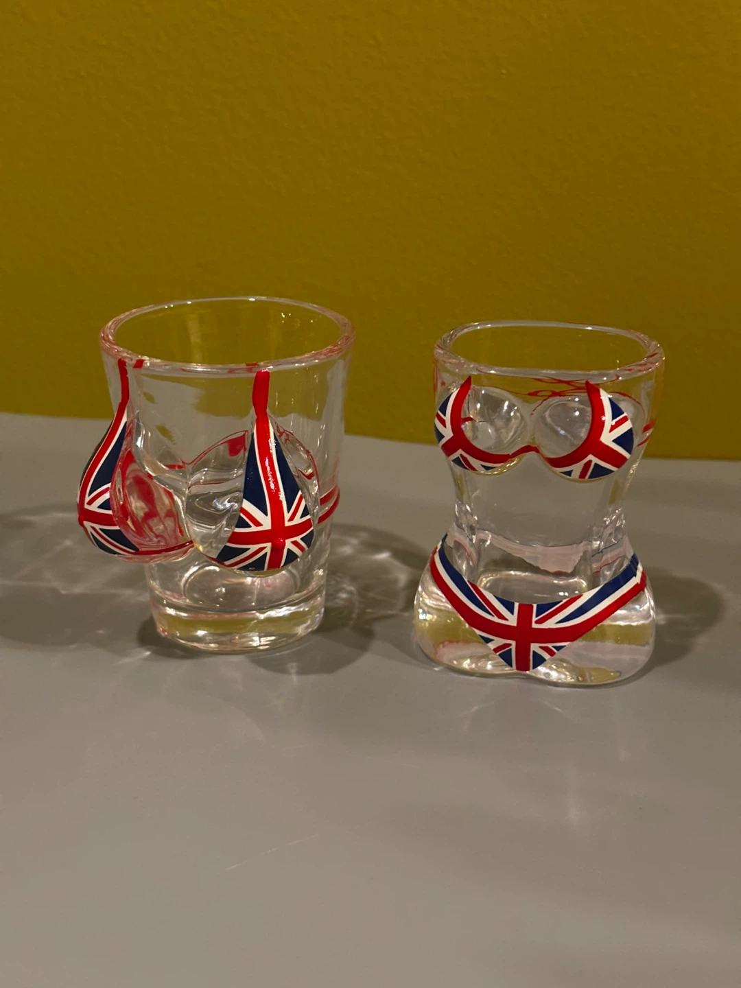 Set of 2 Novelty Shot Glasses - Union Jack Bikini Design