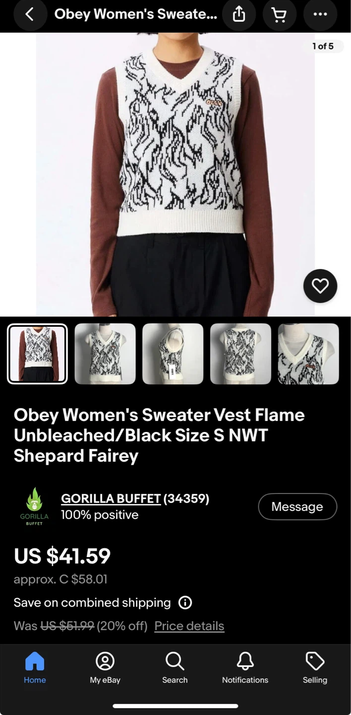 OBEY Women's Knit Sweater Vest - Size L - photo 5