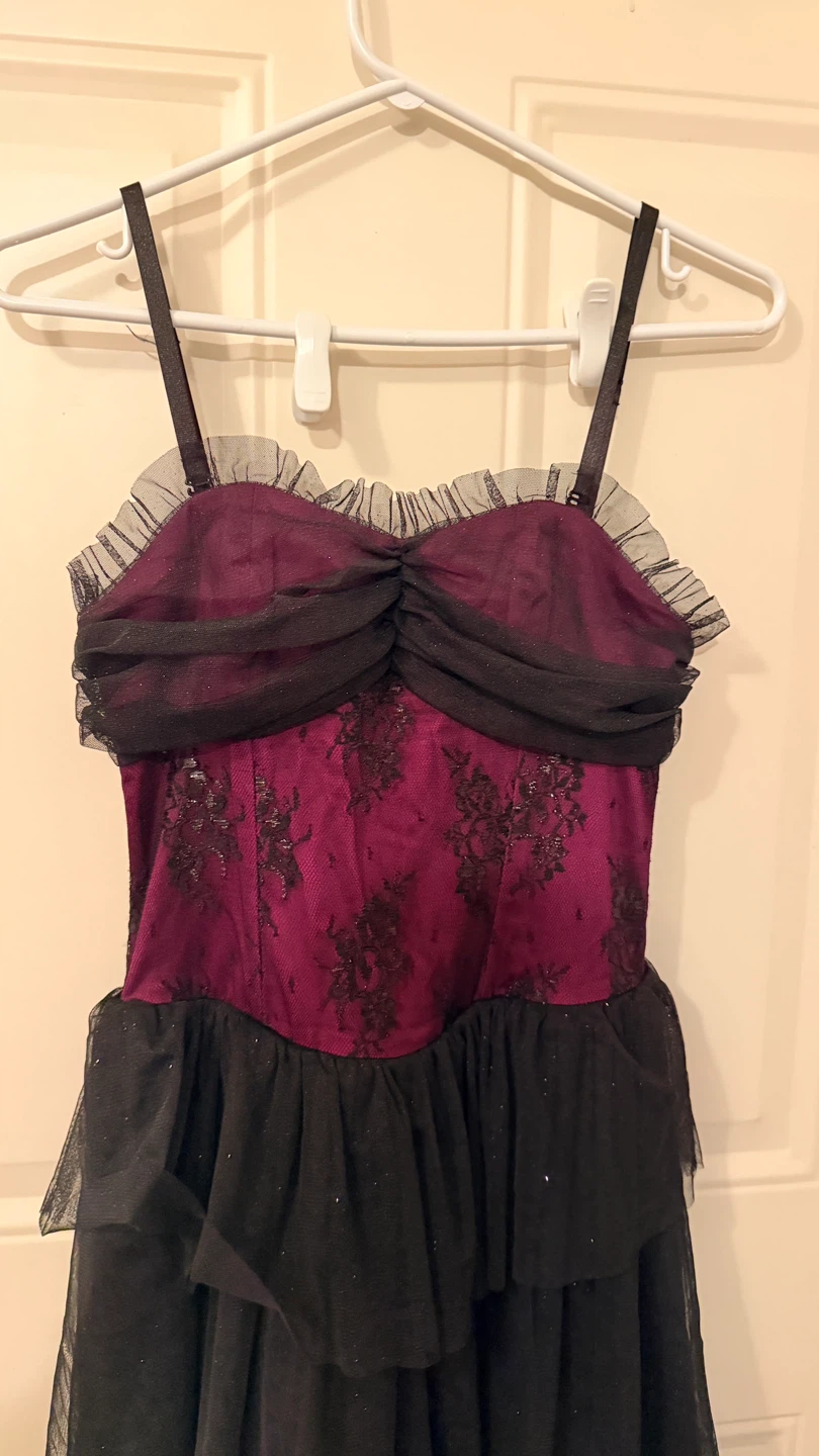 Purple and Black Tiered Tulle Gown Size S/M - photo 3
