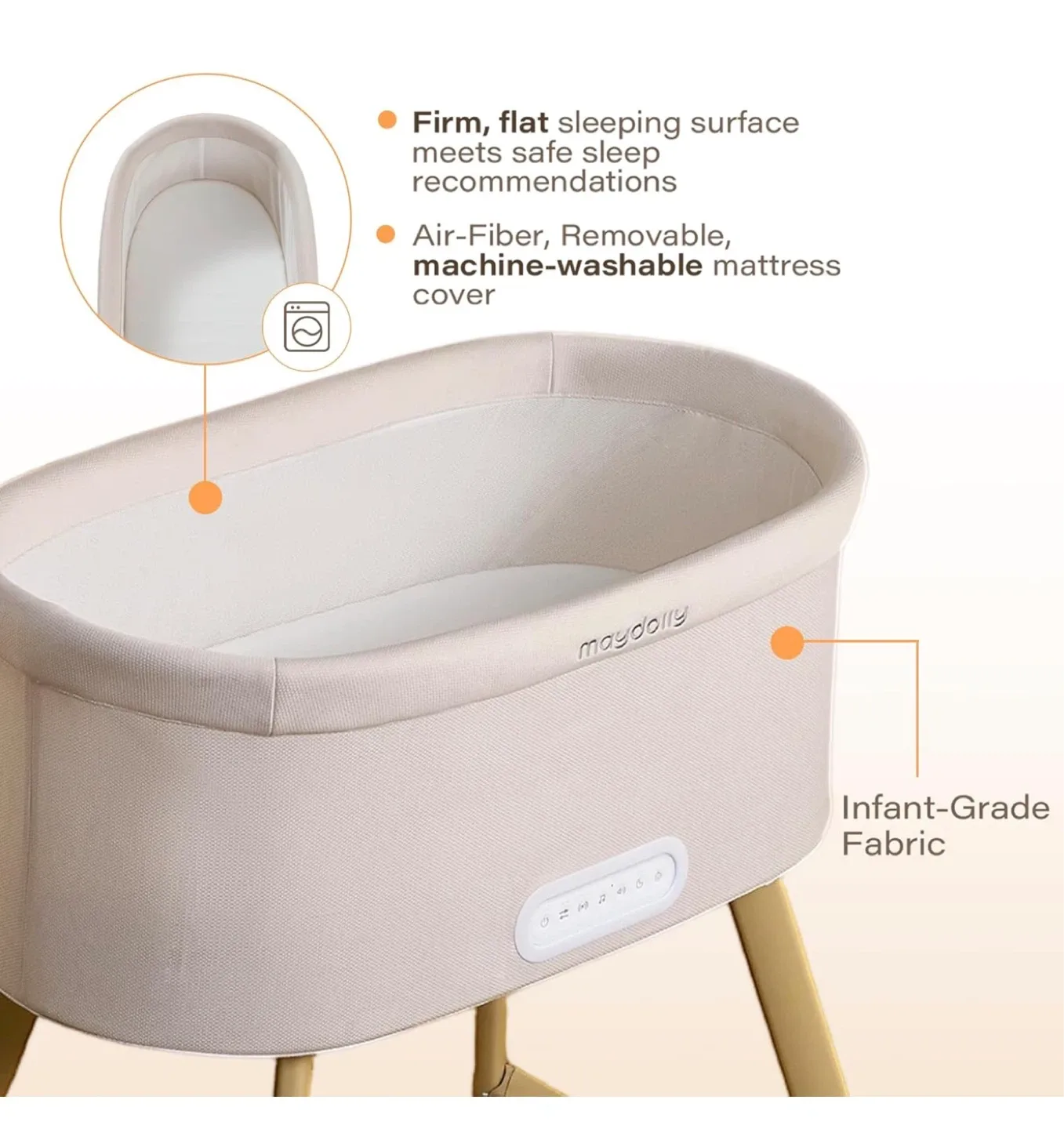 Smart Baby Bassinet with Cry Detection - Auto Soothing - photo 4