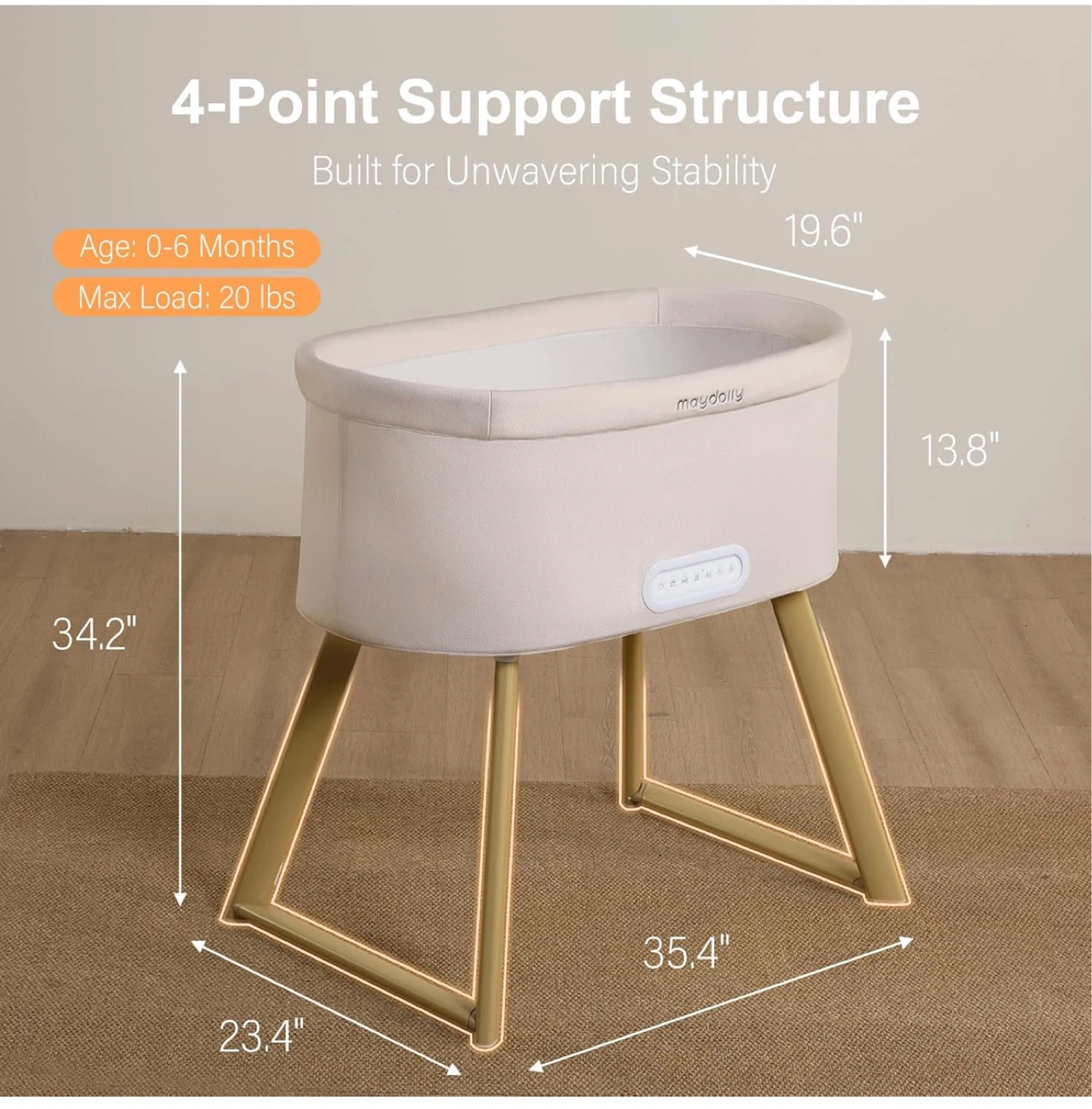 Smart Baby Bassinet with Cry Detection - Auto Soothing - photo 2