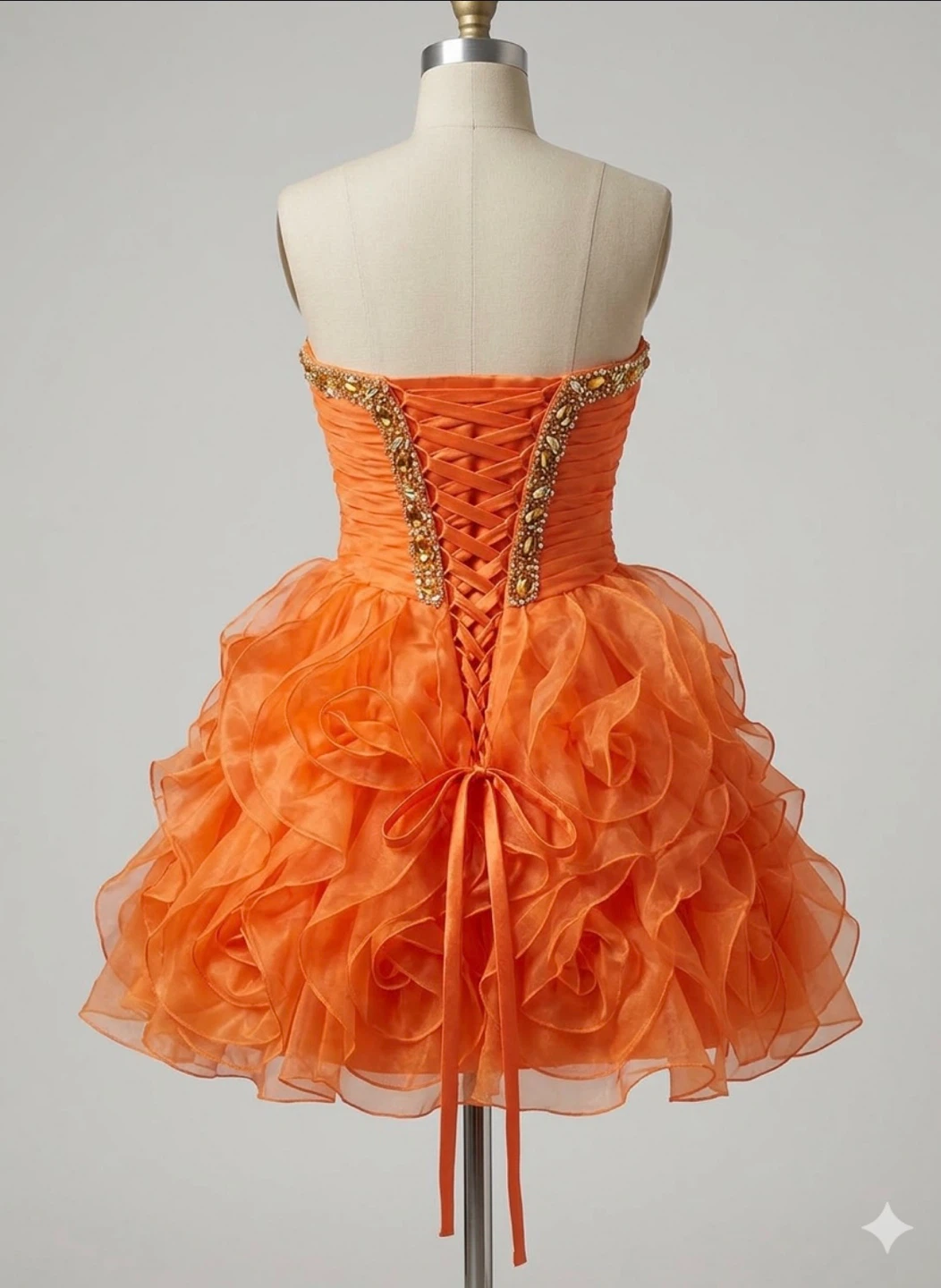 Orange Strapless Ruffle Dress - photo 2
