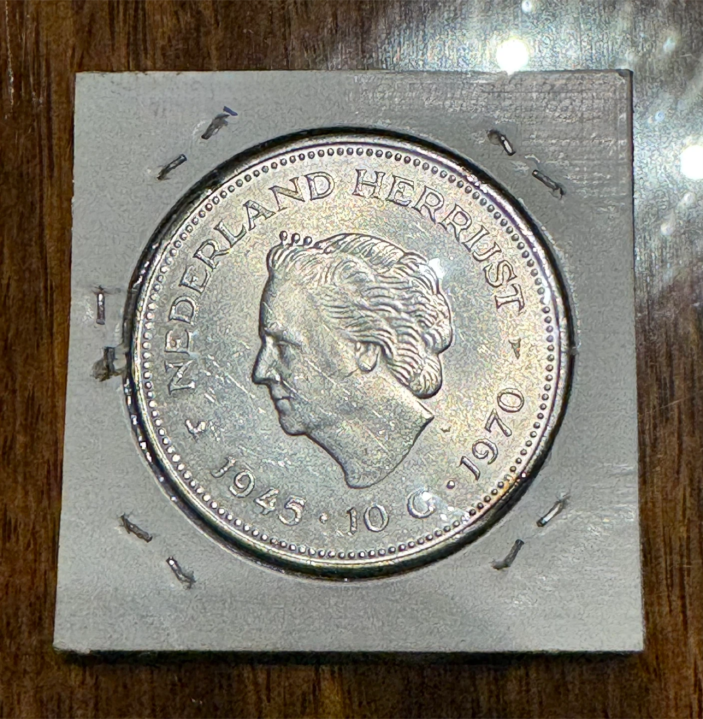 Large Netherlands 1945-1970 Silver Commemorative 10 Gulden Coin - photo 2