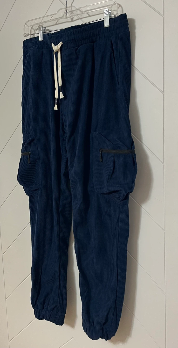 APTRO Navy Corduroy Cargo Joggers - Size L