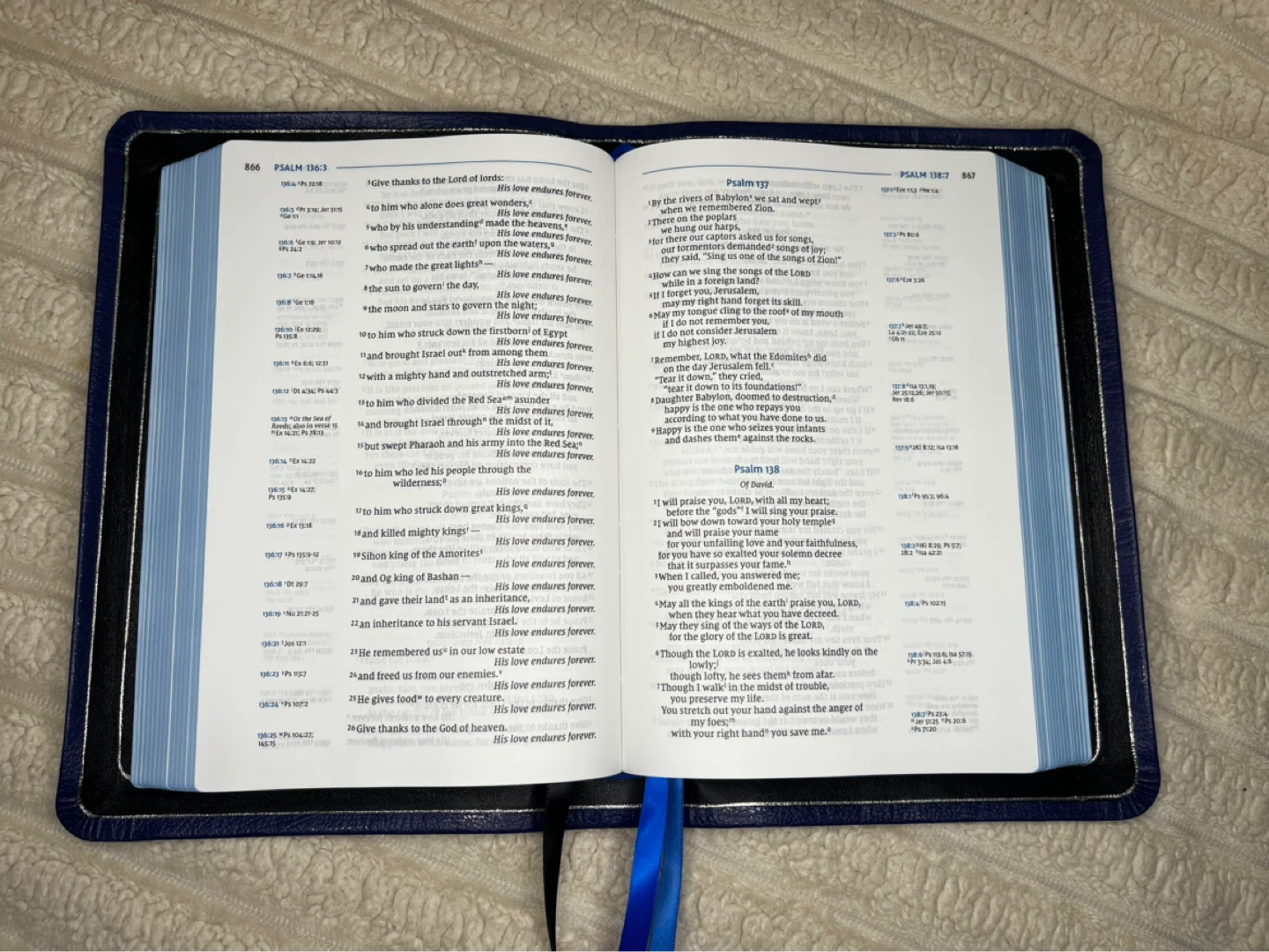 NIV Side Column Reference Wide Margin Bible Blue Goatskin - photo 5