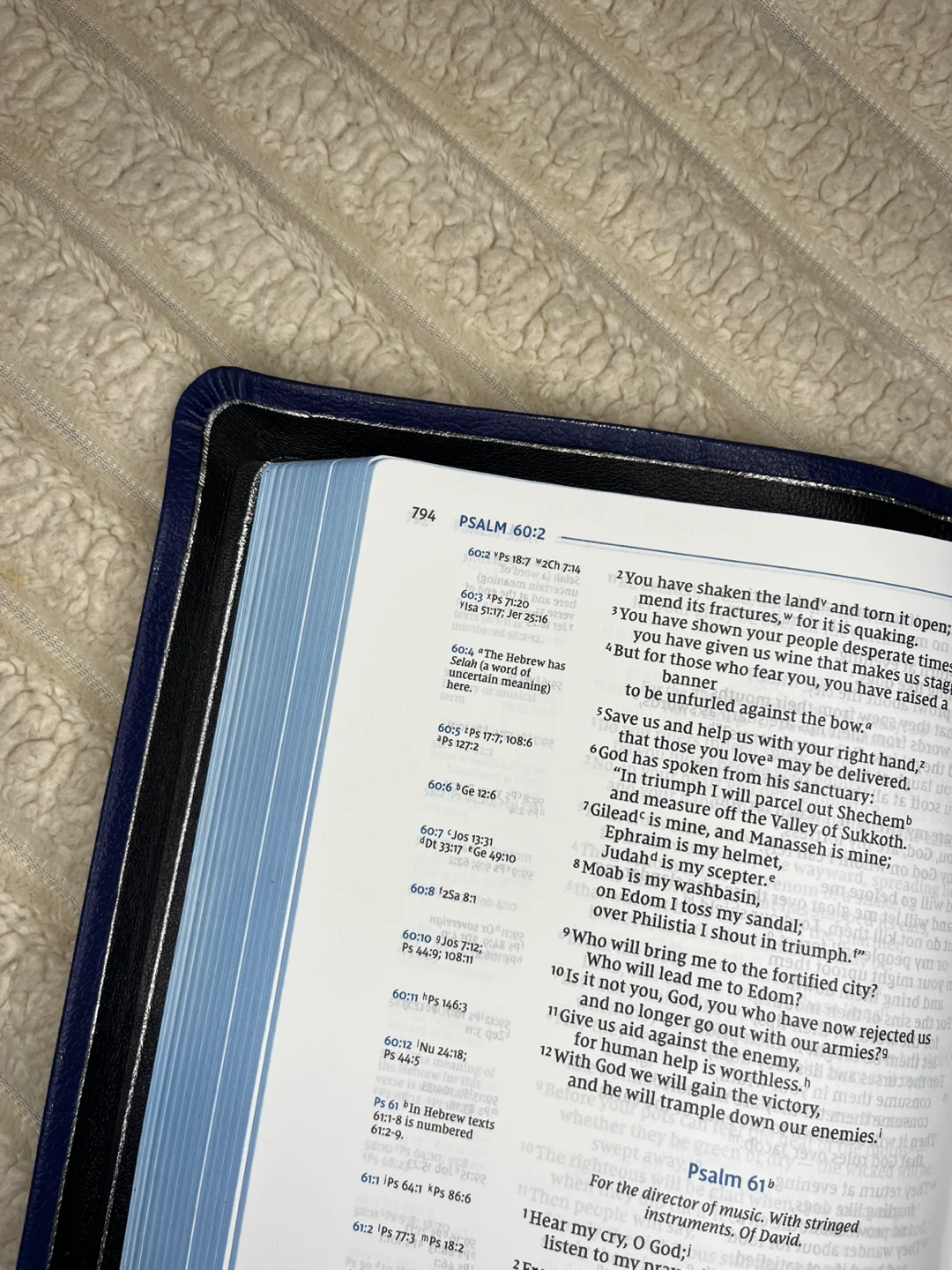NIV Side Column Reference Wide Margin Bible Blue Goatskin - photo 3