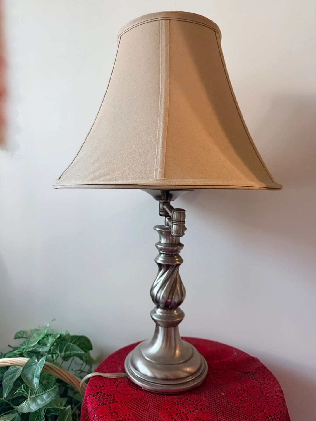 Table Lamp with Beige Fabric Shade