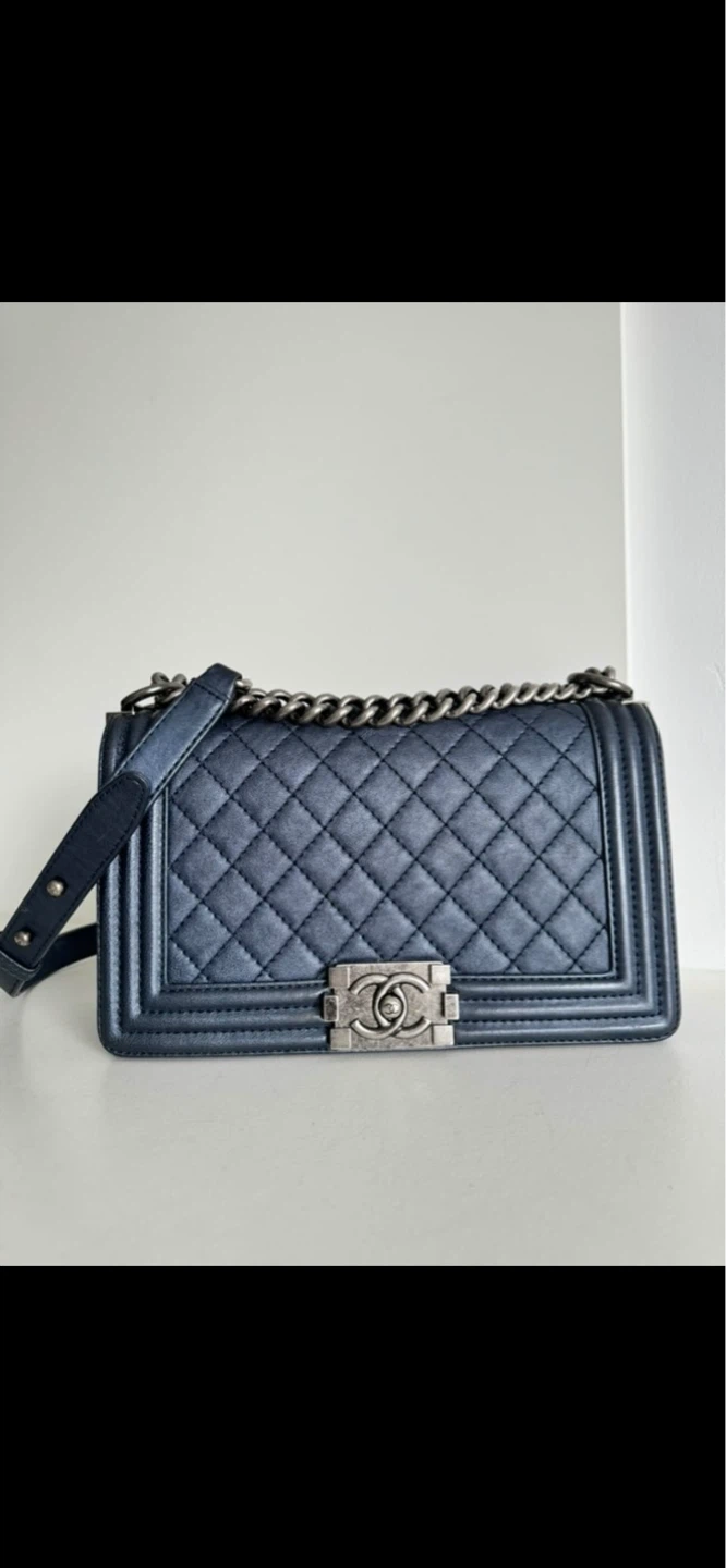 CHANEL boy bag navy /silver authentic old medium size - photo 5