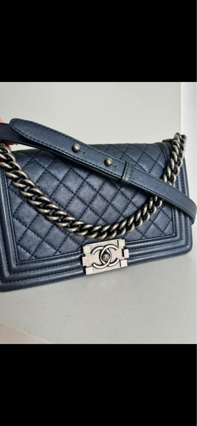 CHANEL boy bag navy /silver authentic old medium size - photo 2