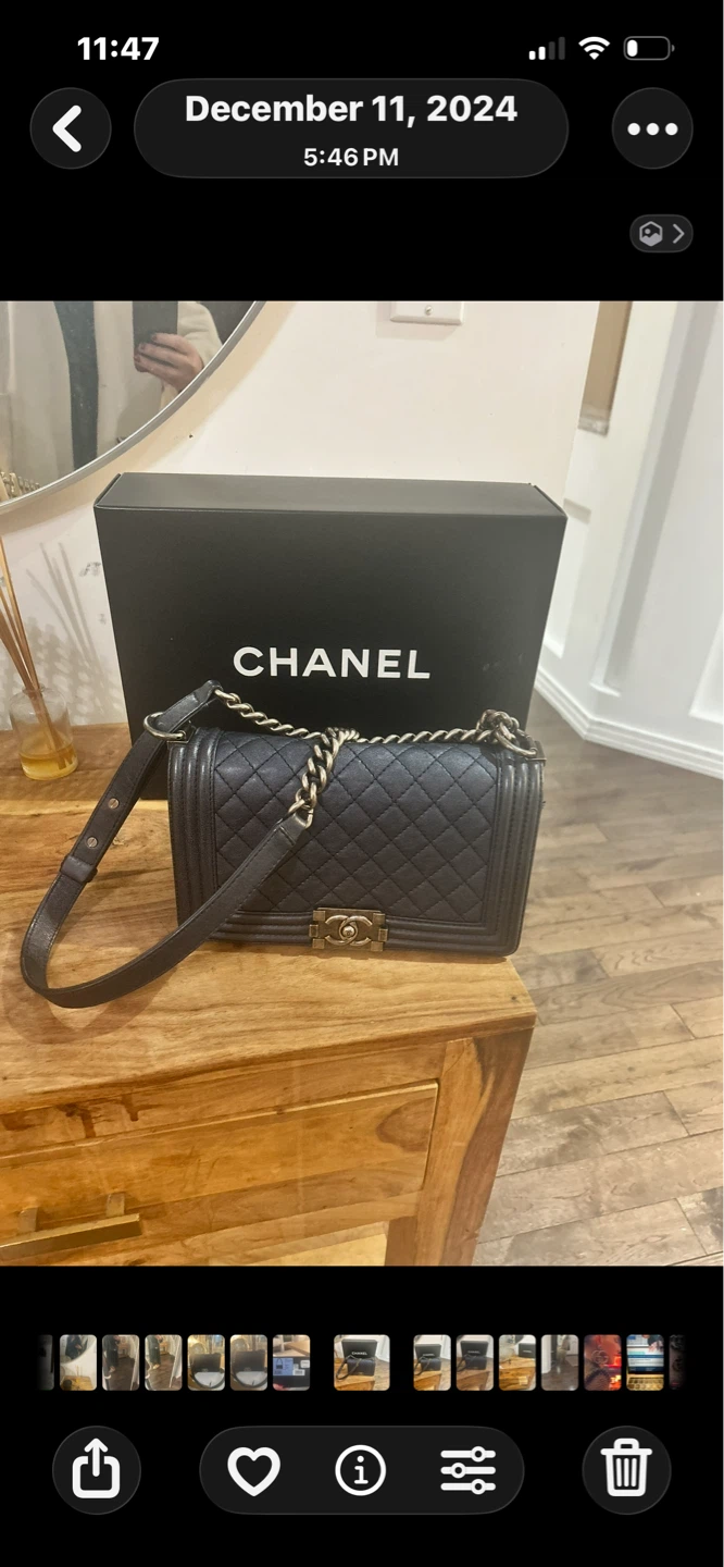 CHANEL boy bag navy /silver authentic old medium size - photo 4