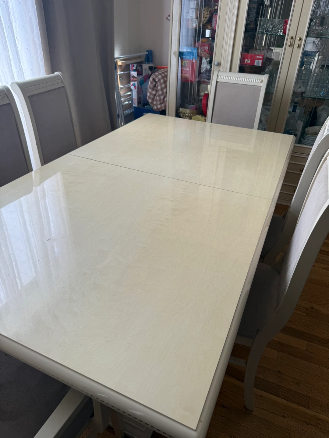Cream Dining Set with 6 Chairs and hutch - photo 3
