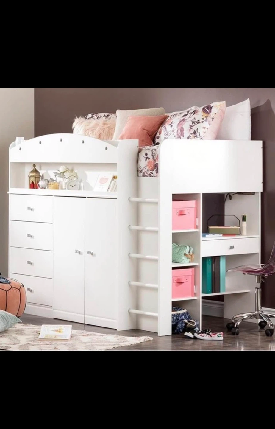 South Shore Tiara Loft Bed with Desk, Twin