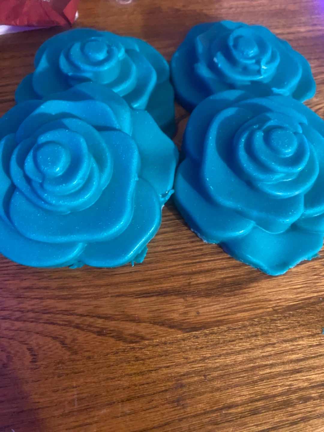 Set of 4 Teal Rose Shaped Soaps