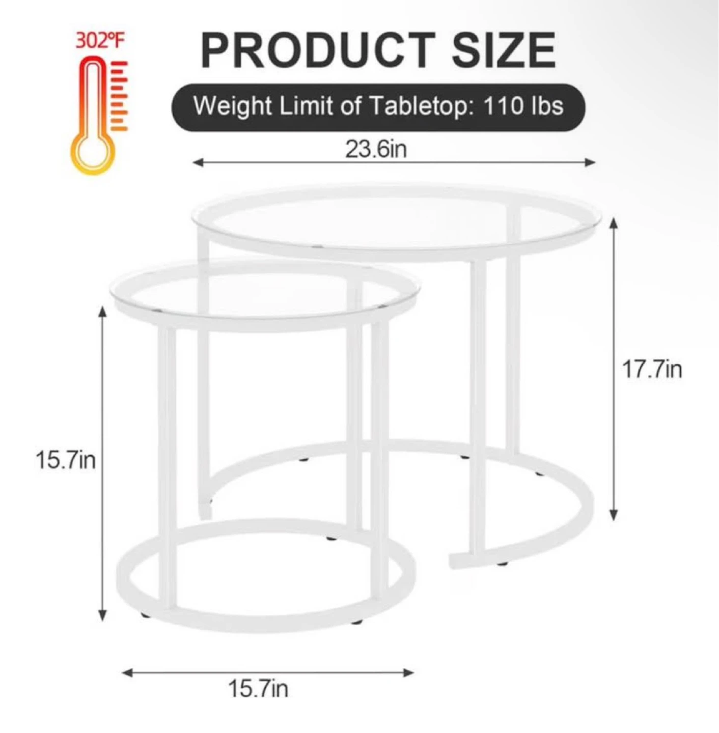 Round Glass Nesting Coffee Tables (Set of 2) - photo 2