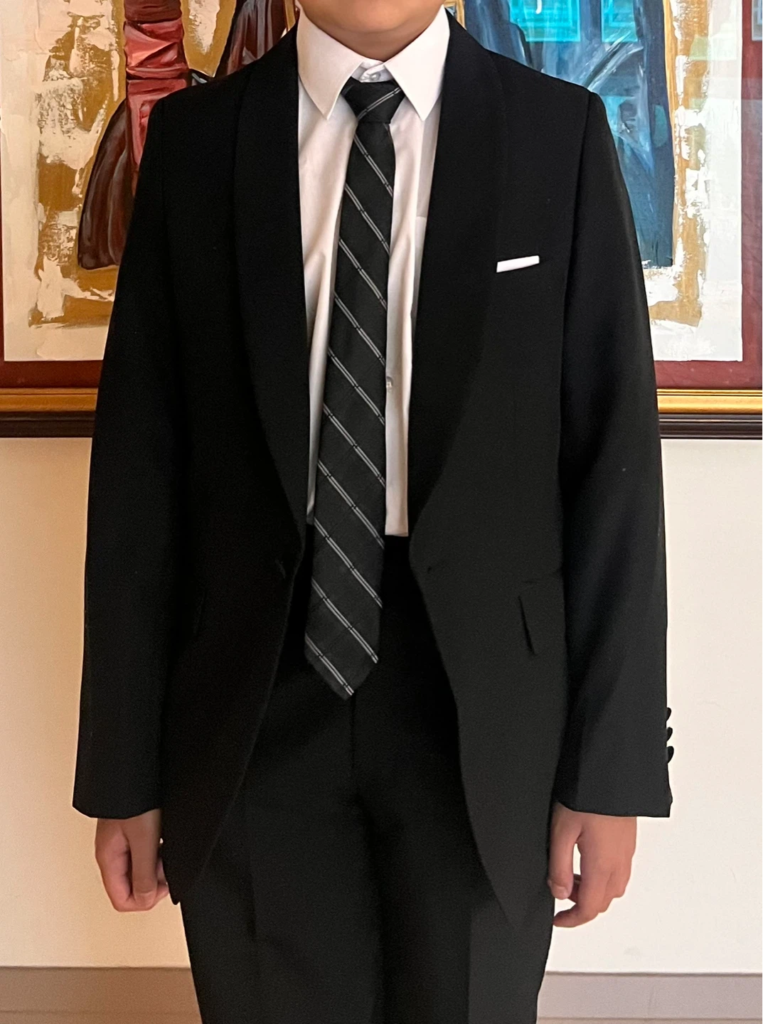 Black suit and tie with polo and pants set