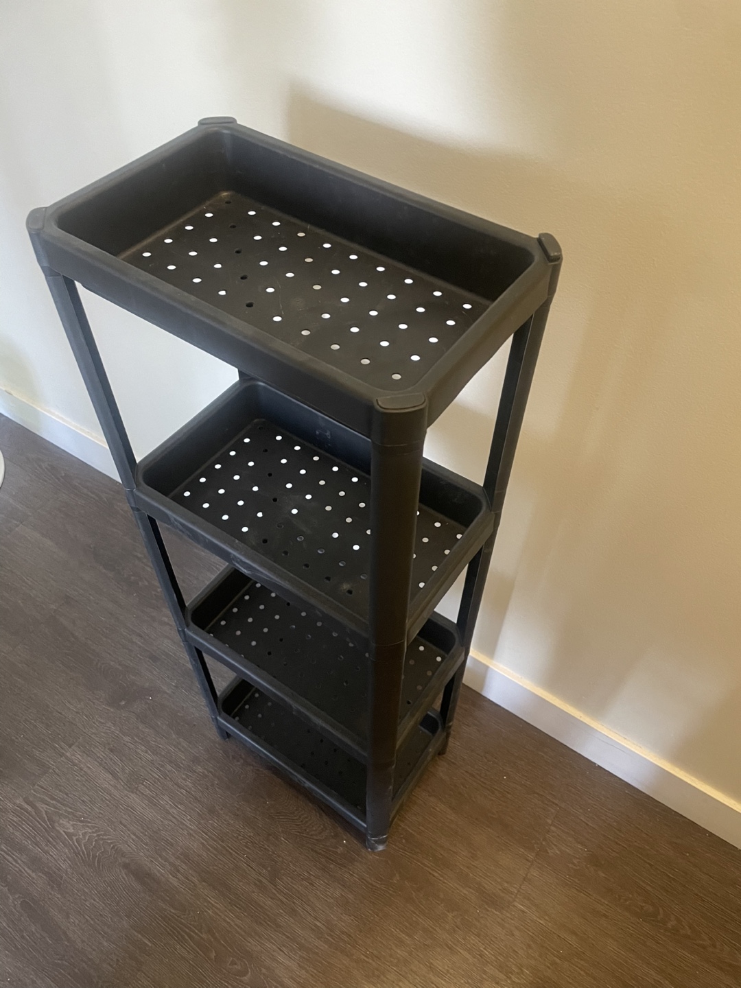 Black 4-Tier Plastic Shelf Unit