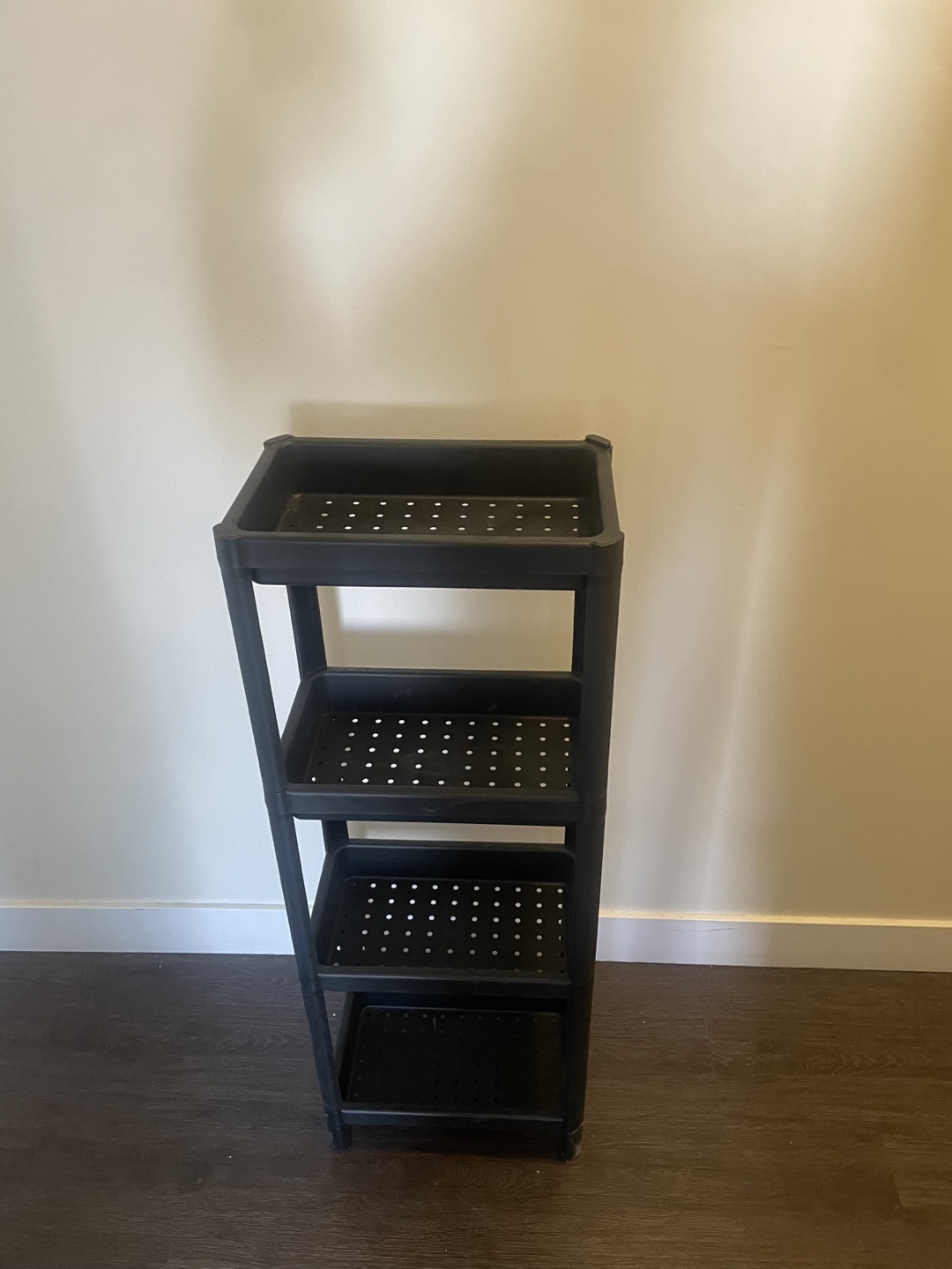 Black 4-Tier Plastic Shelf Unit - photo 3