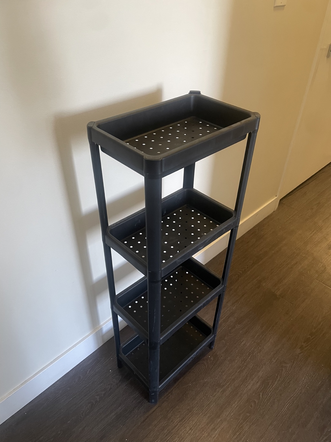 Black 4-Tier Plastic Shelf Unit - photo 2