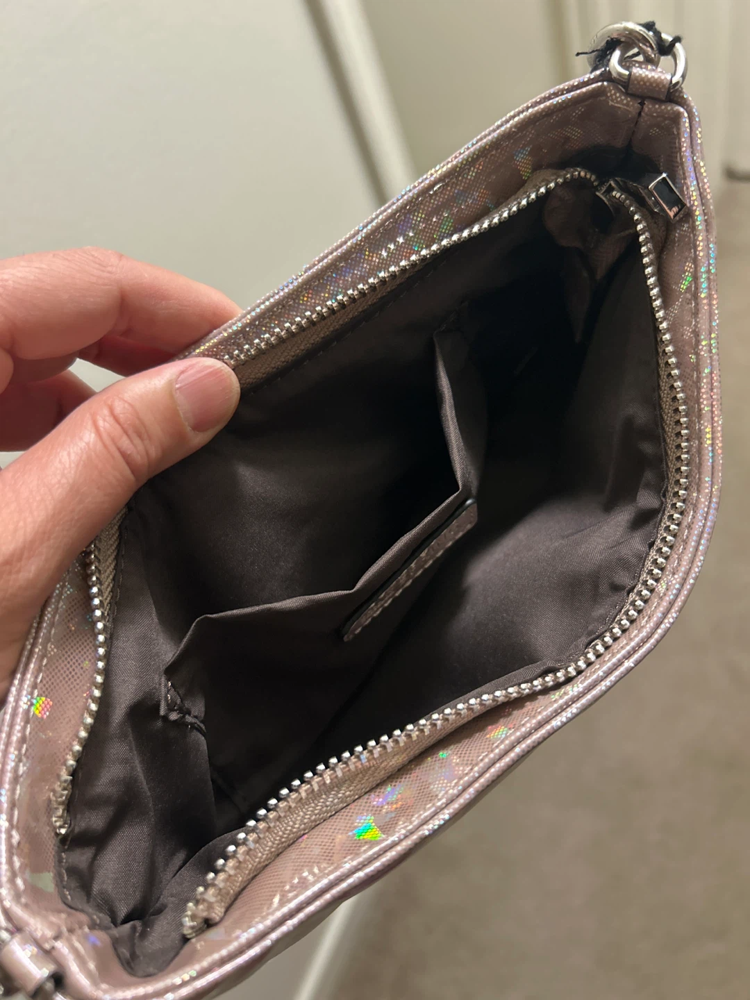 Pink Holographic Shoulder Bag with Chain Strap - photo 3