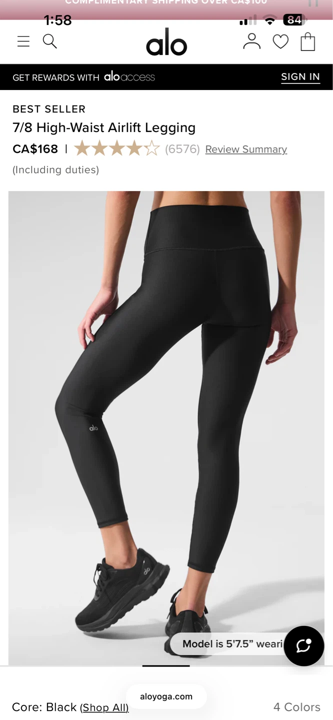 Alo 7/8 High-Waist Airlift Legging - Black