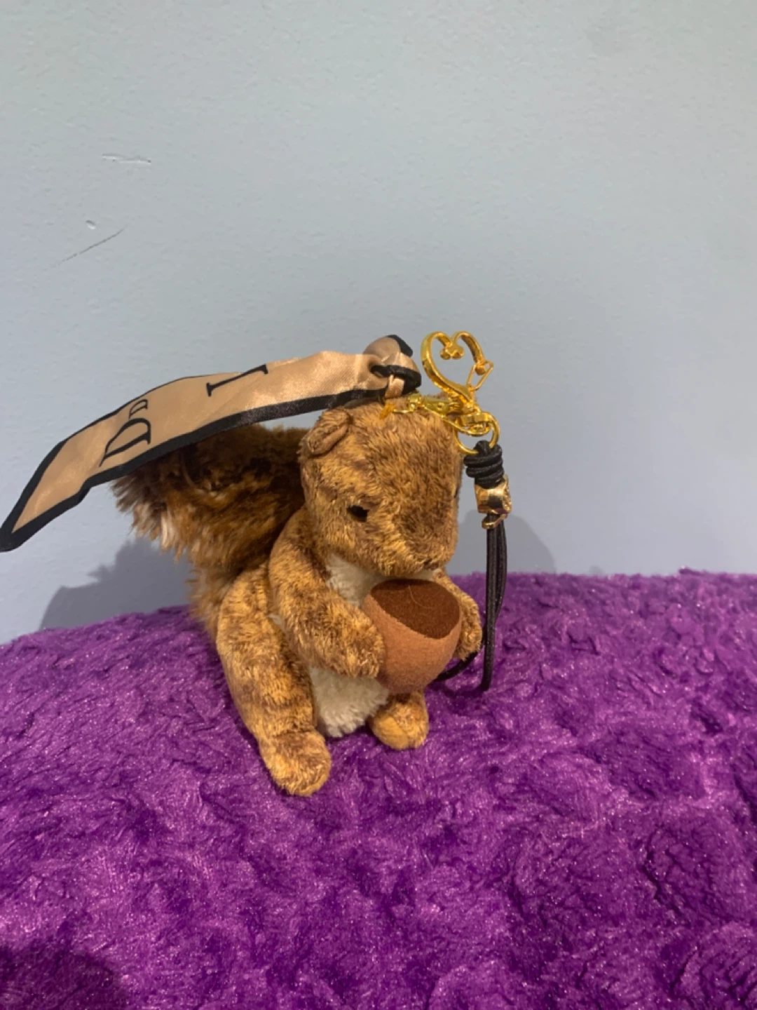 Plush Squirrel Keychain with Acorn Charm - photo 3