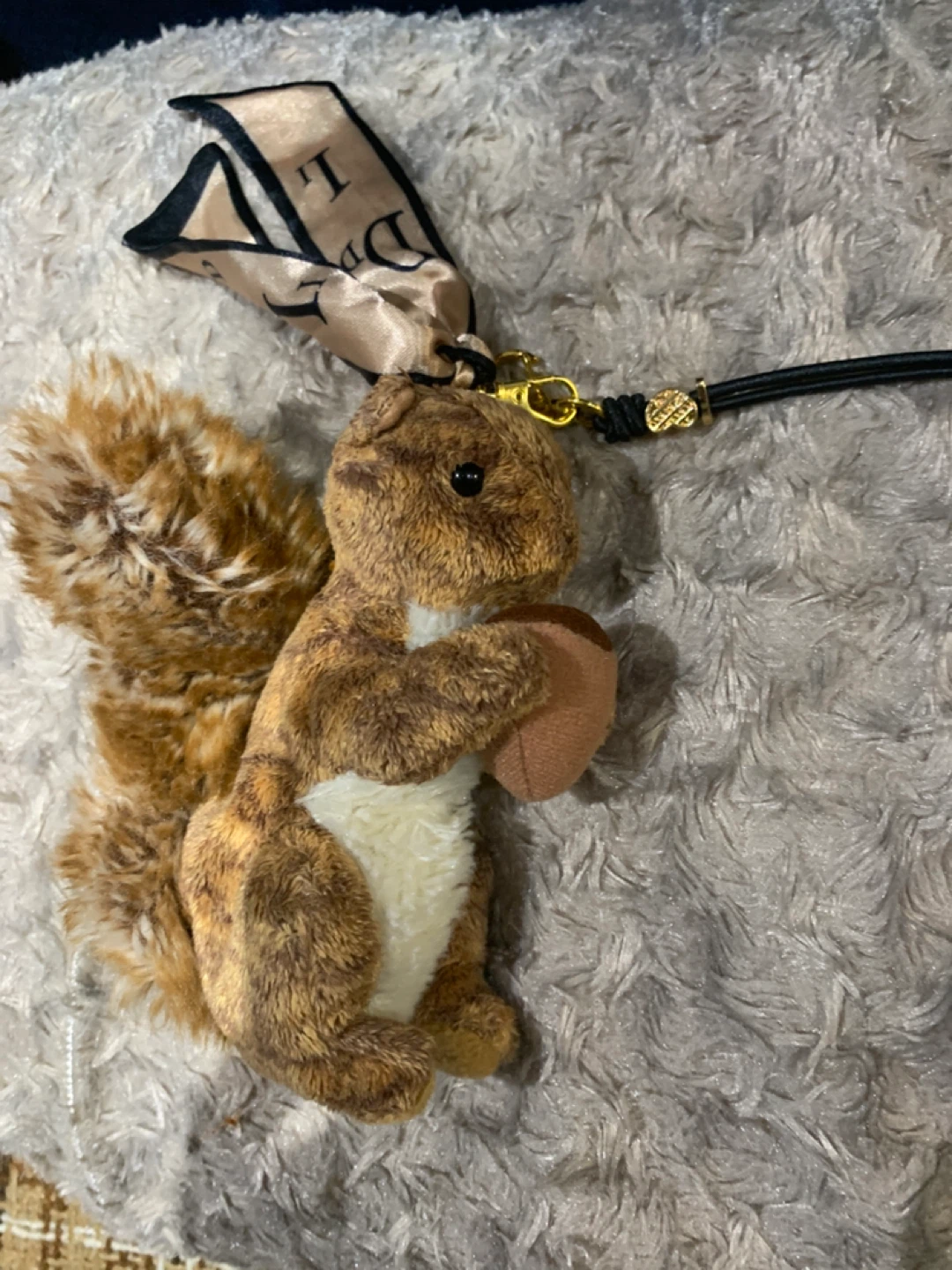 Plush Squirrel Keychain with Acorn Charm