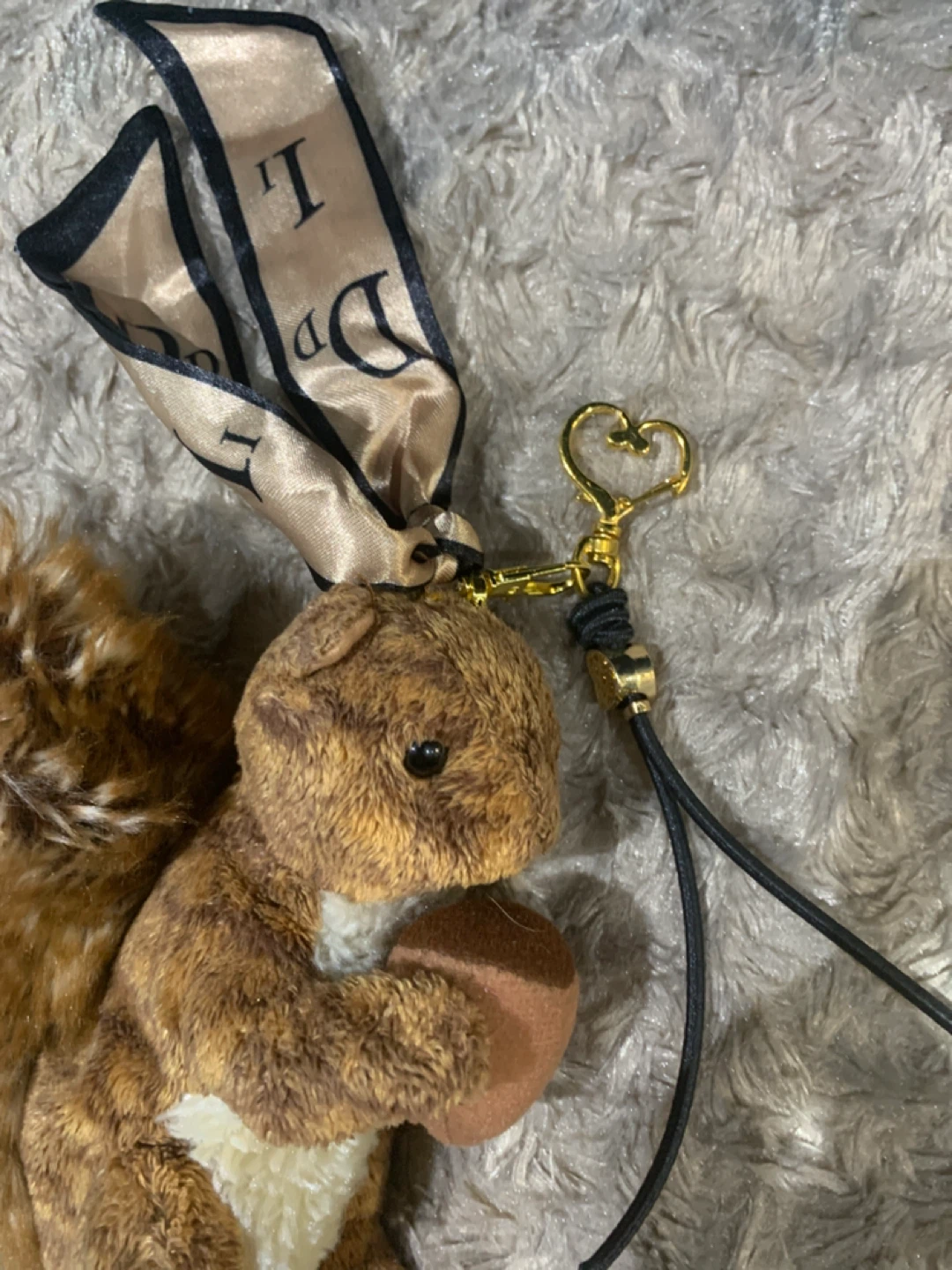 Plush Squirrel Keychain with Acorn Charm - photo 2