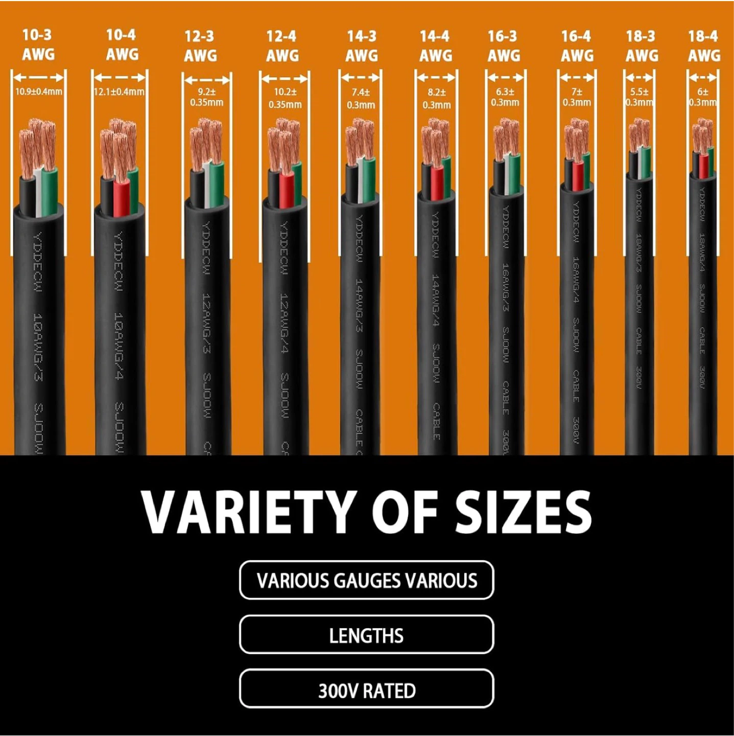 YDDECW 16 AWG/4 25FT SJOW Portable Cable - photo 4
