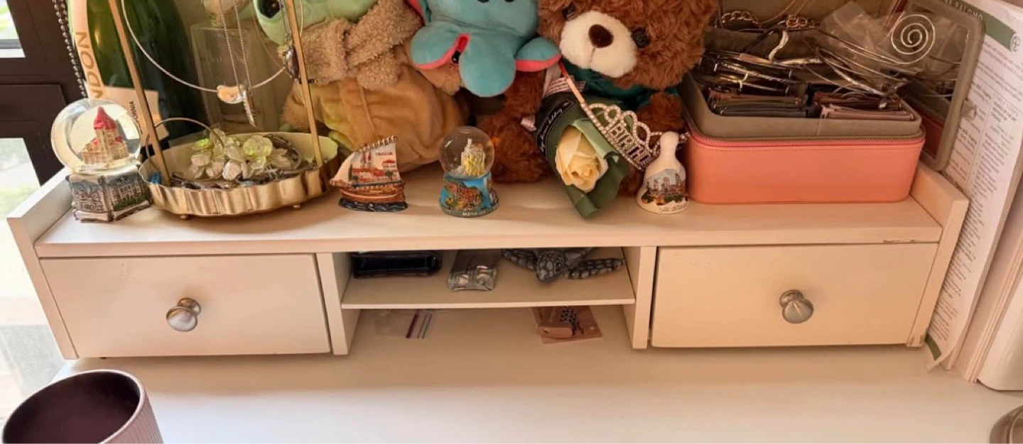 White Wooden Desk Organizer with Drawers - photo 2