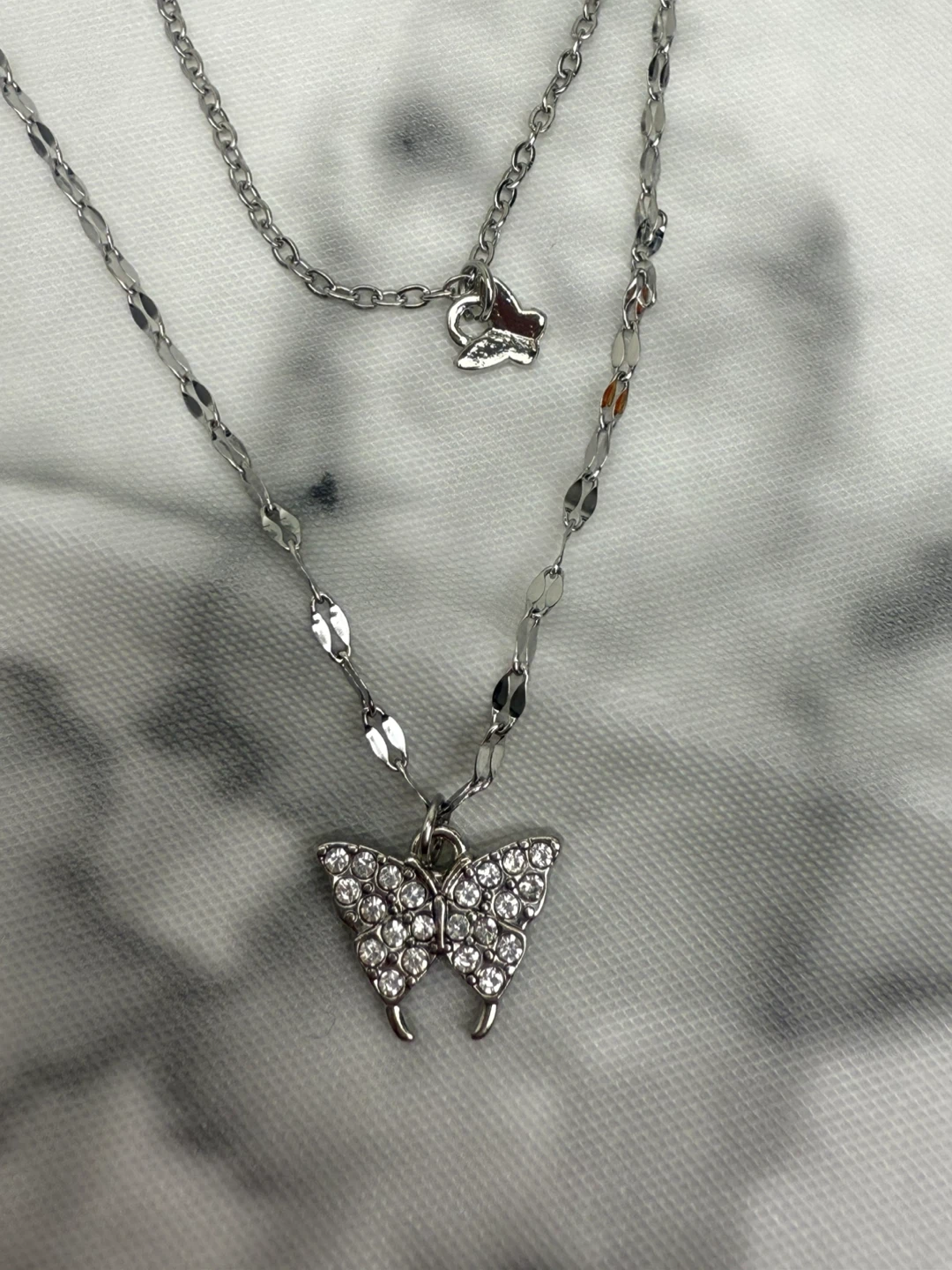 Silver tone Layered Butterfly Necklace - photo 2