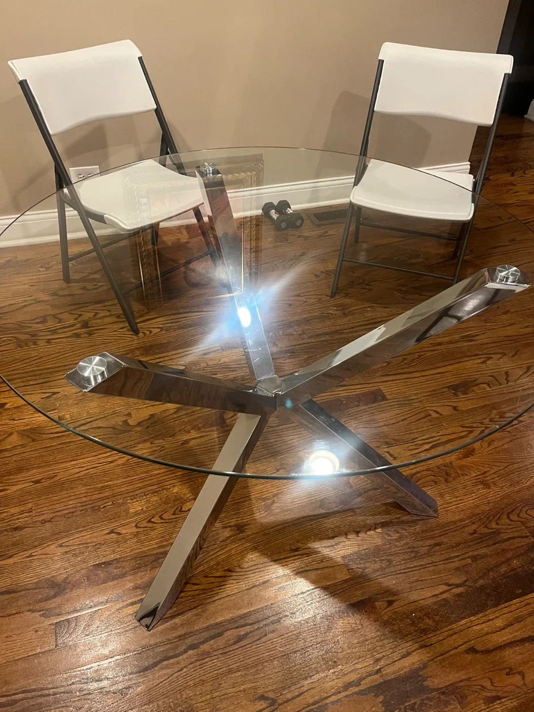 Glass Top Dining Table with Chrome Base