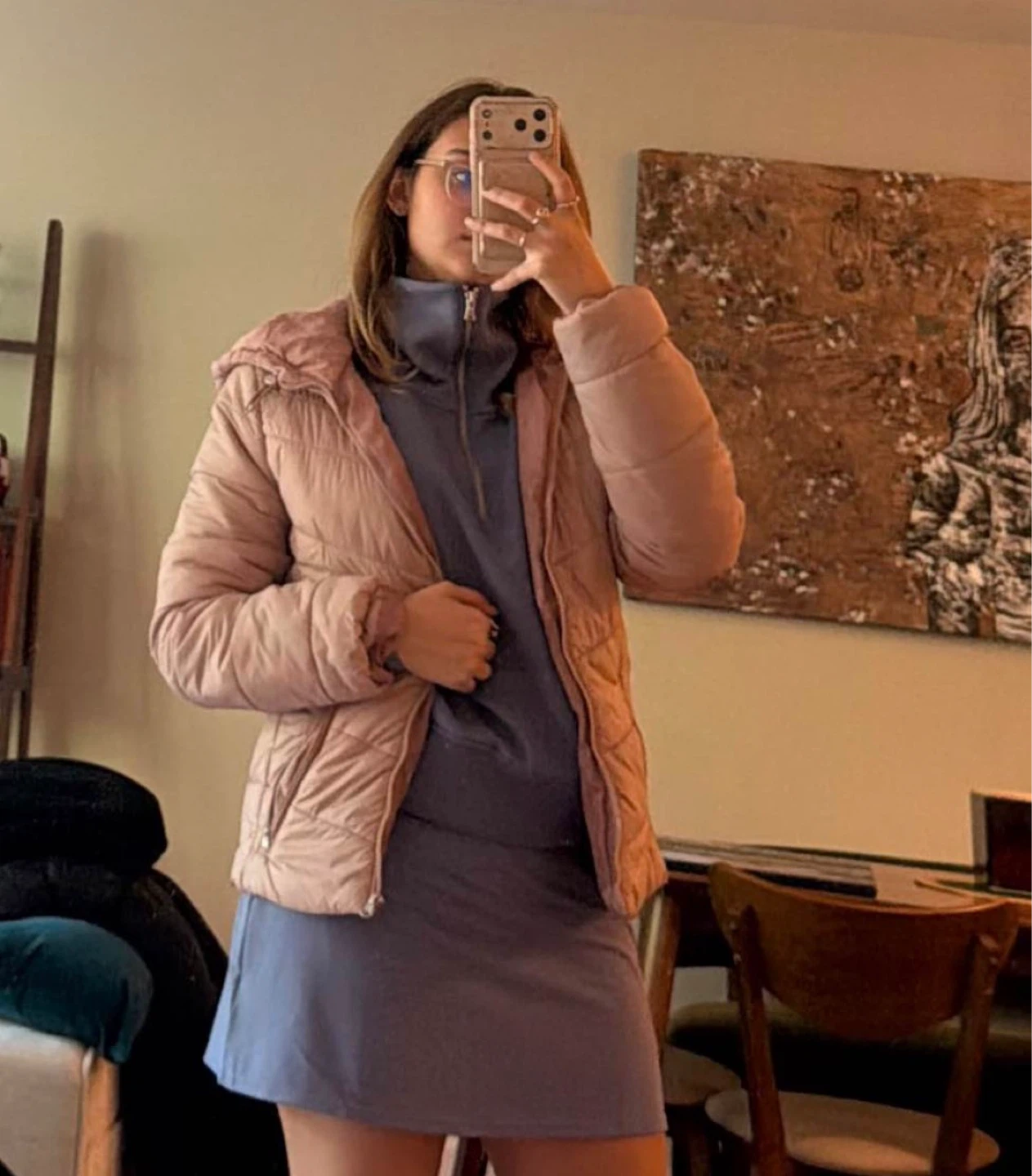 Bershka Pink Puffer Jacket with Hood