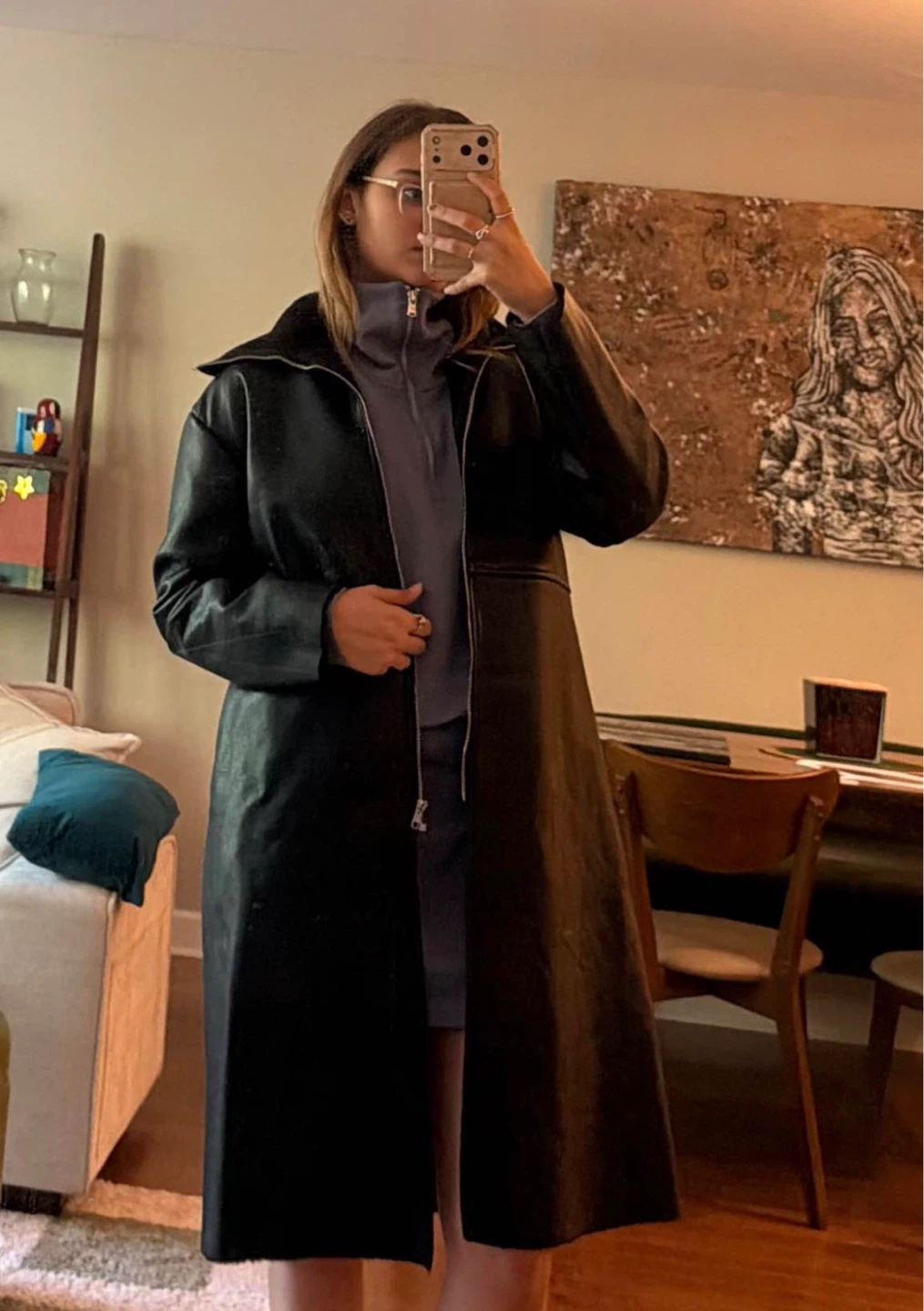 Forever 21 Leather Long Coat