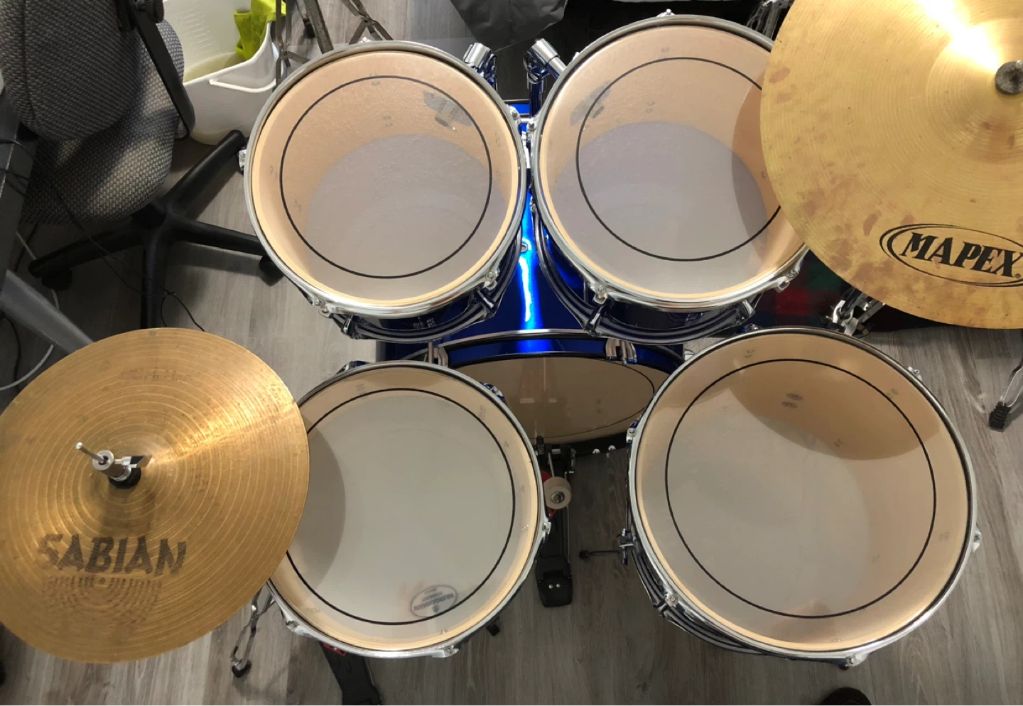 Royal blue drum set + brand new heads! - photo 2